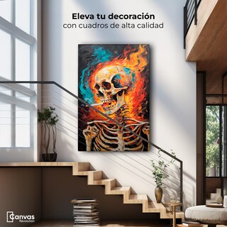 Foto 2 | Cuadro Decorativo Canvas Calavera Ardiente 60x90