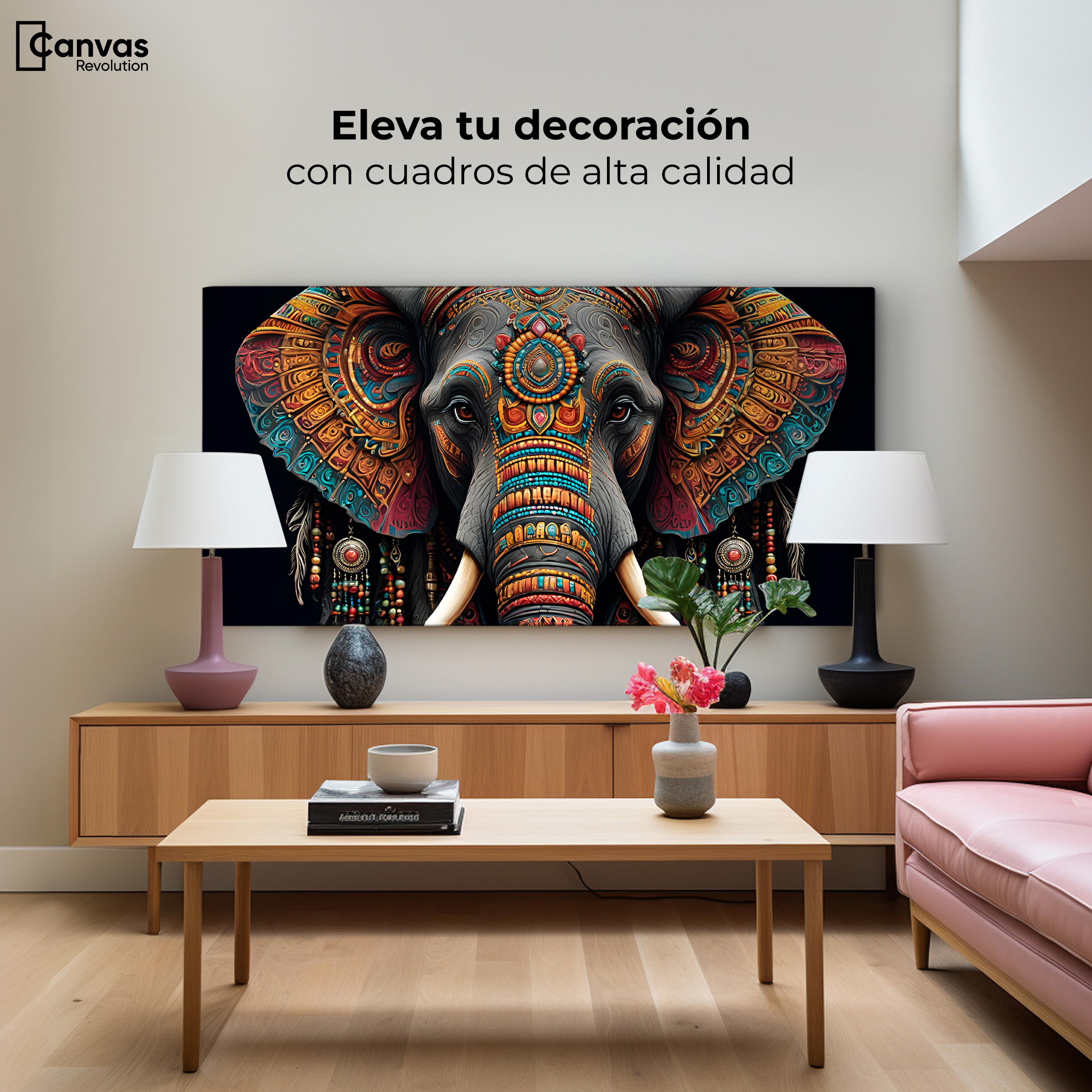 Foto 4 pulgar | Cuadro Decorativo Canvas Elefante Místico 120x60
