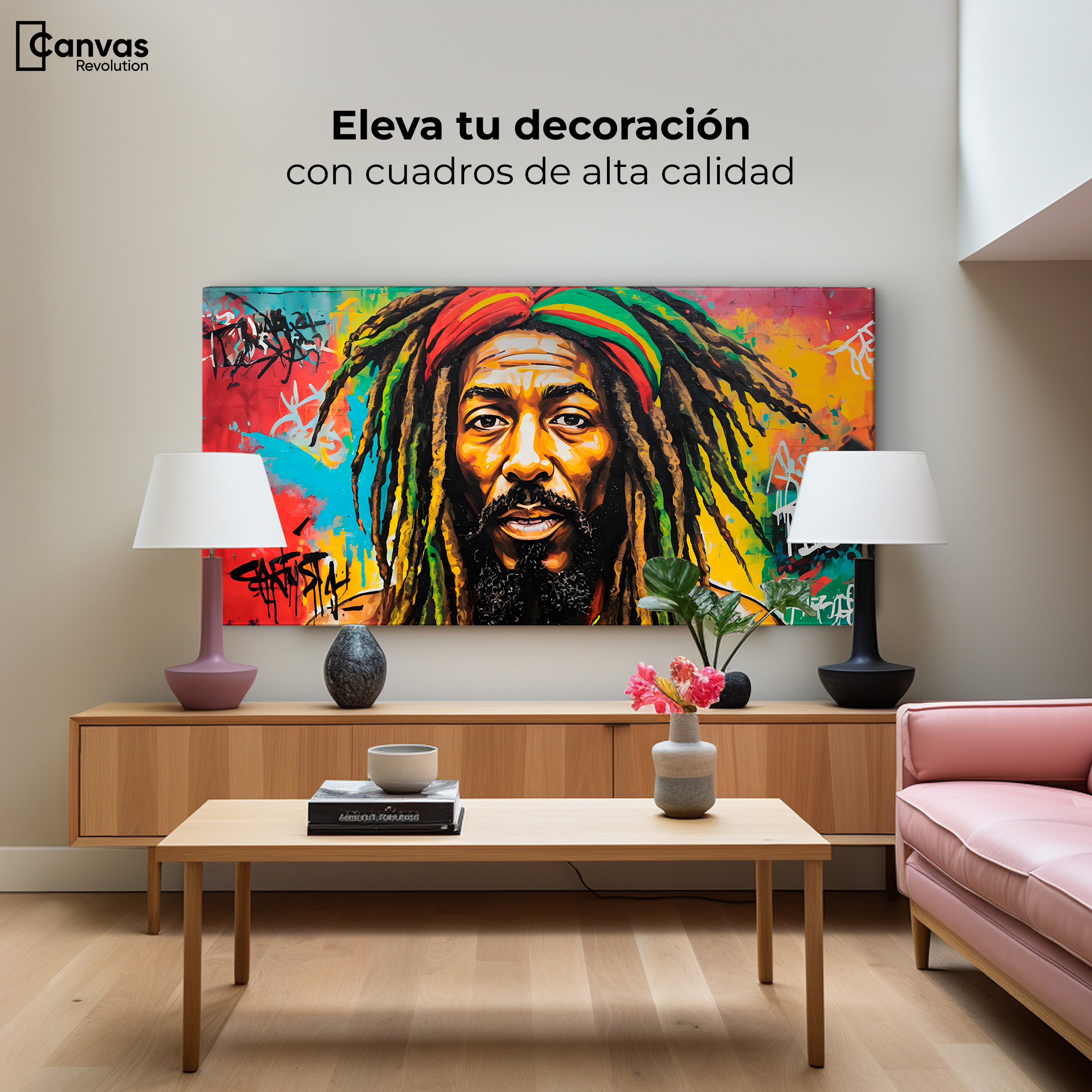 Foto 4 pulgar | Cuadro Decorativo Canvas Fusión Urbana Rasta 140x70