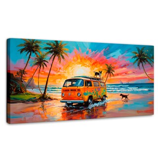Foto 1 | Cuadro Decorativo Canvas Perros Playeros 140x70