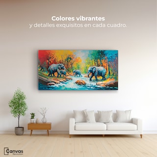 Foto 2 | Cuadro Decorativo Canvas Cruce Elefantes 140x70
