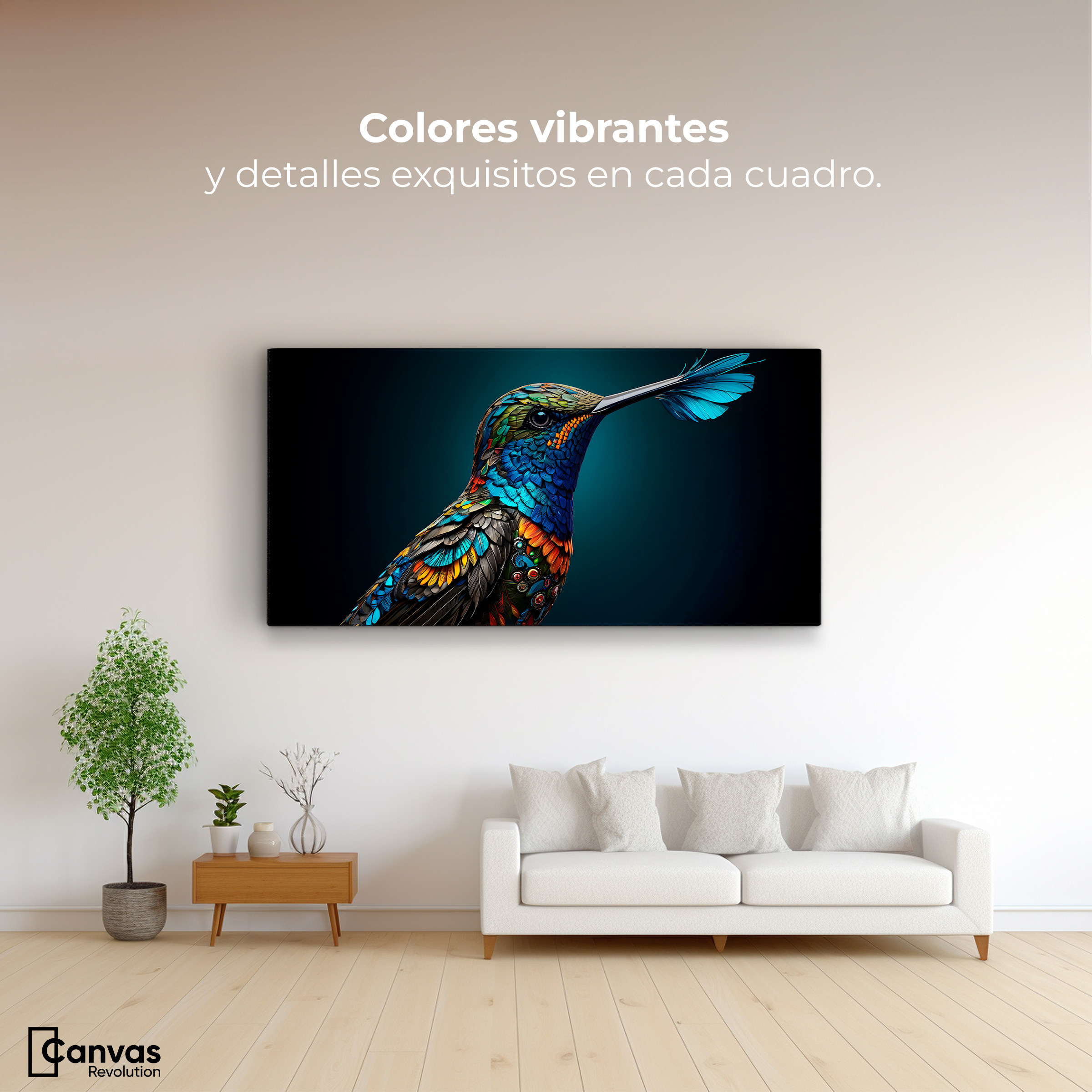 Foto 3 pulgar | Cuadro Decorativo Canvas Colibrí Majestuoso 120x60