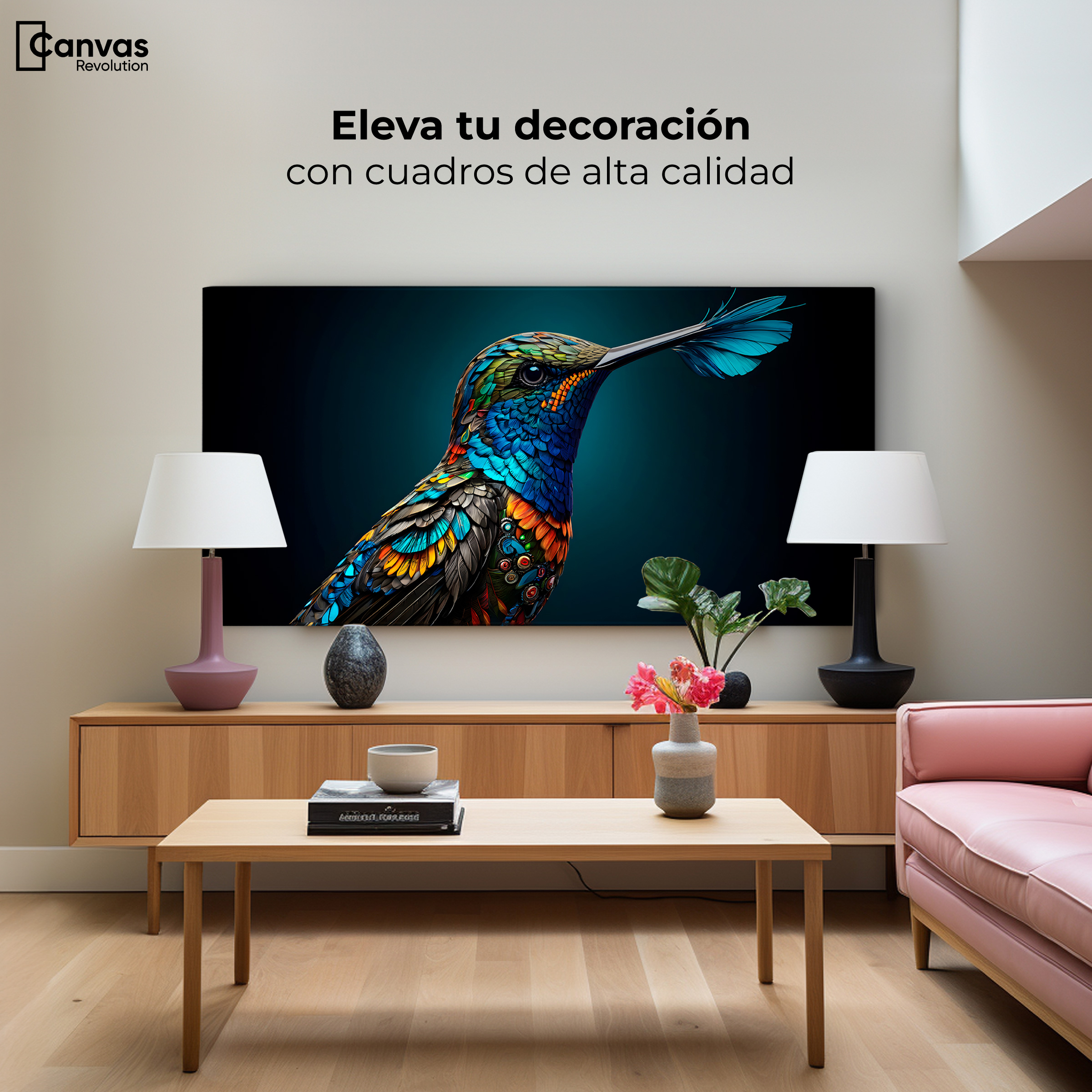 Foto 4 pulgar | Cuadro Decorativo Canvas Colibrí Majestuoso 120x60