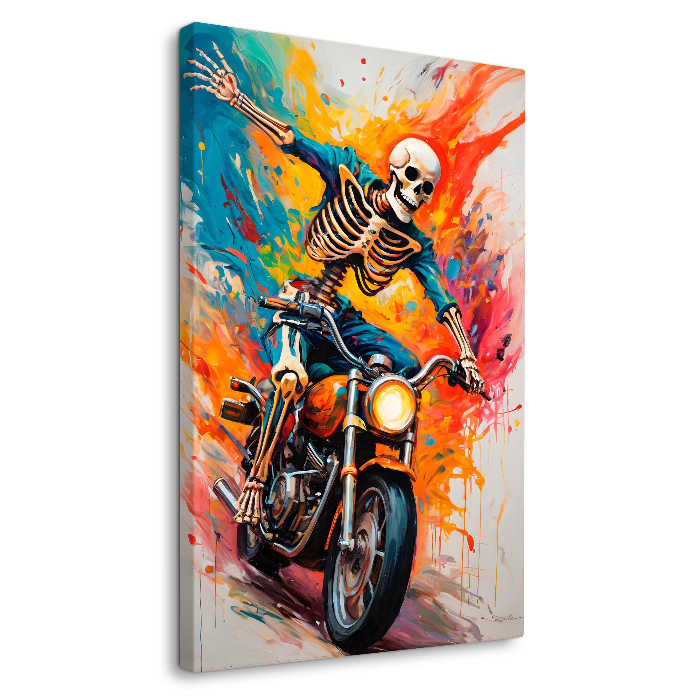 Foto 2 pulgar | Cuadro Decorativo Canvas Biker Skeleton 60x90