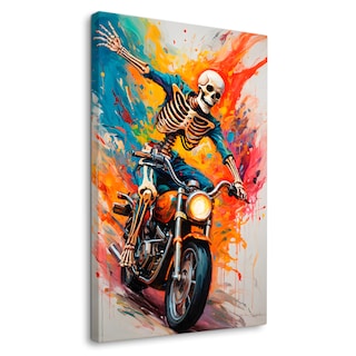 Foto 1 | Cuadro Decorativo Canvas Biker Skeleton 60x90