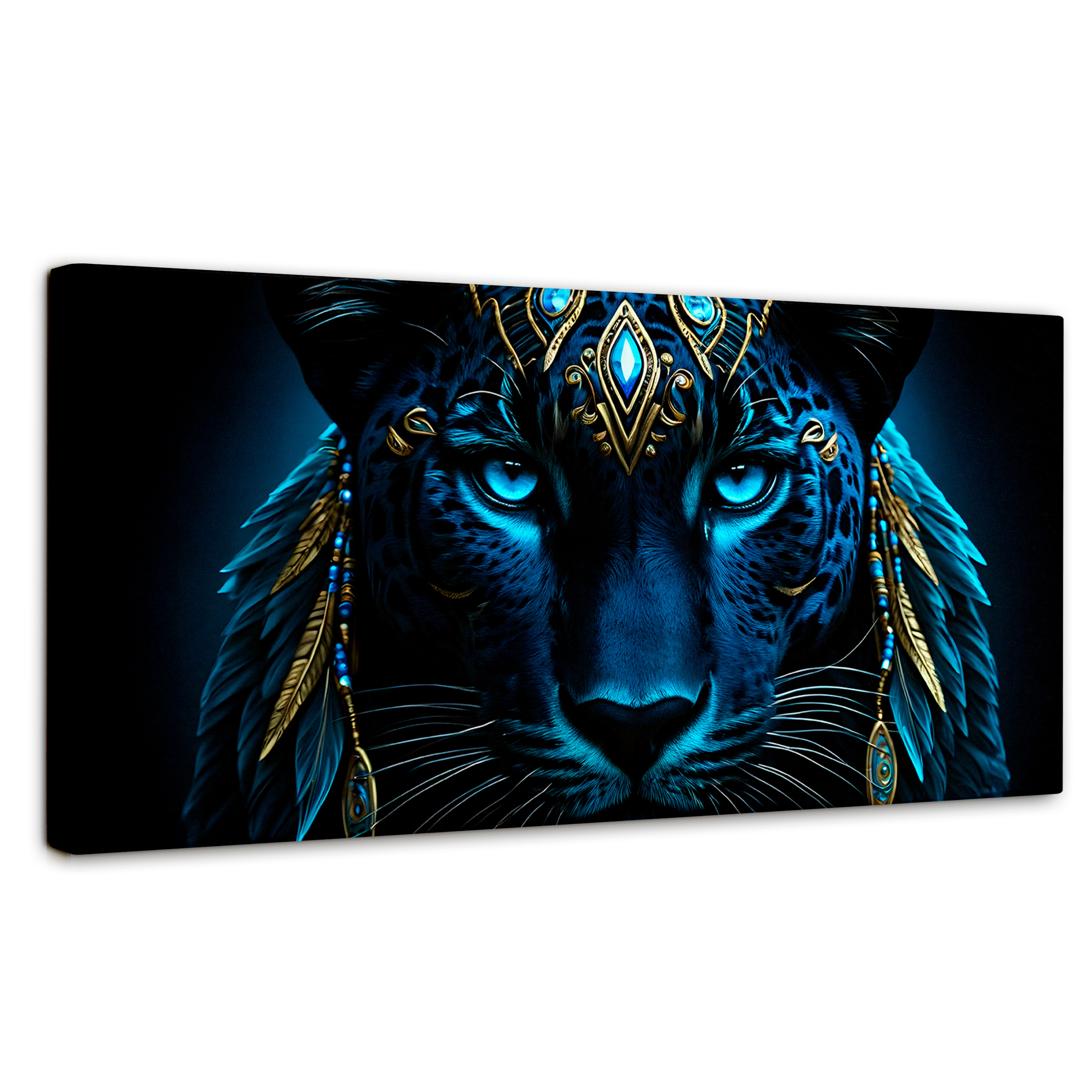 Cuadro Decorativo Canvas Pantera Índigo 120x60