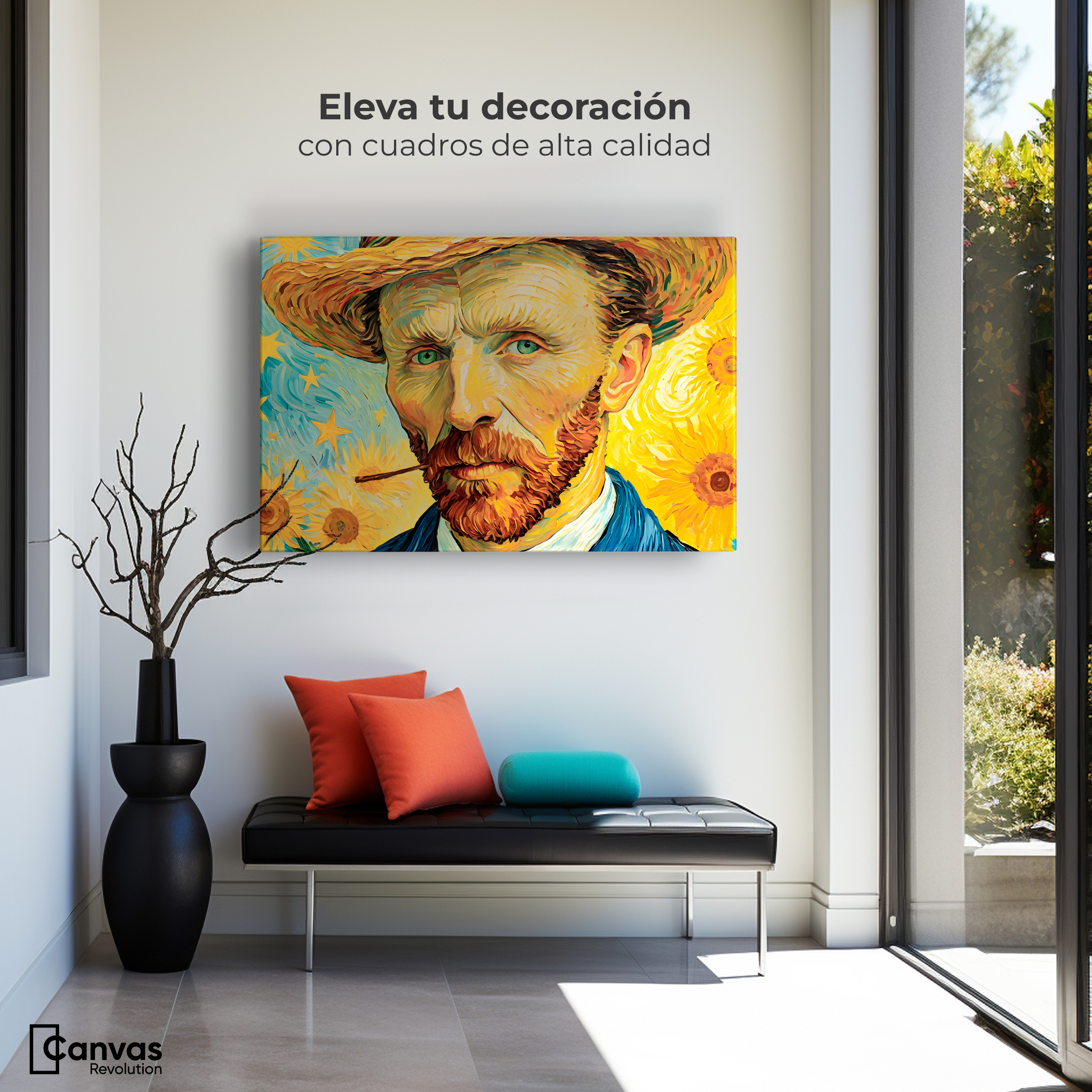 Foto 4 pulgar | Cuadro Decorativo Canvas Nocturno De Girasol 90x60