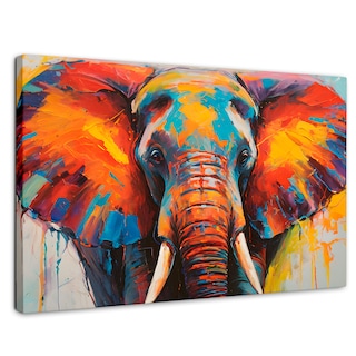 Foto 1 | Cuadro Decorativo Canvas Elefante Marfil 90x60