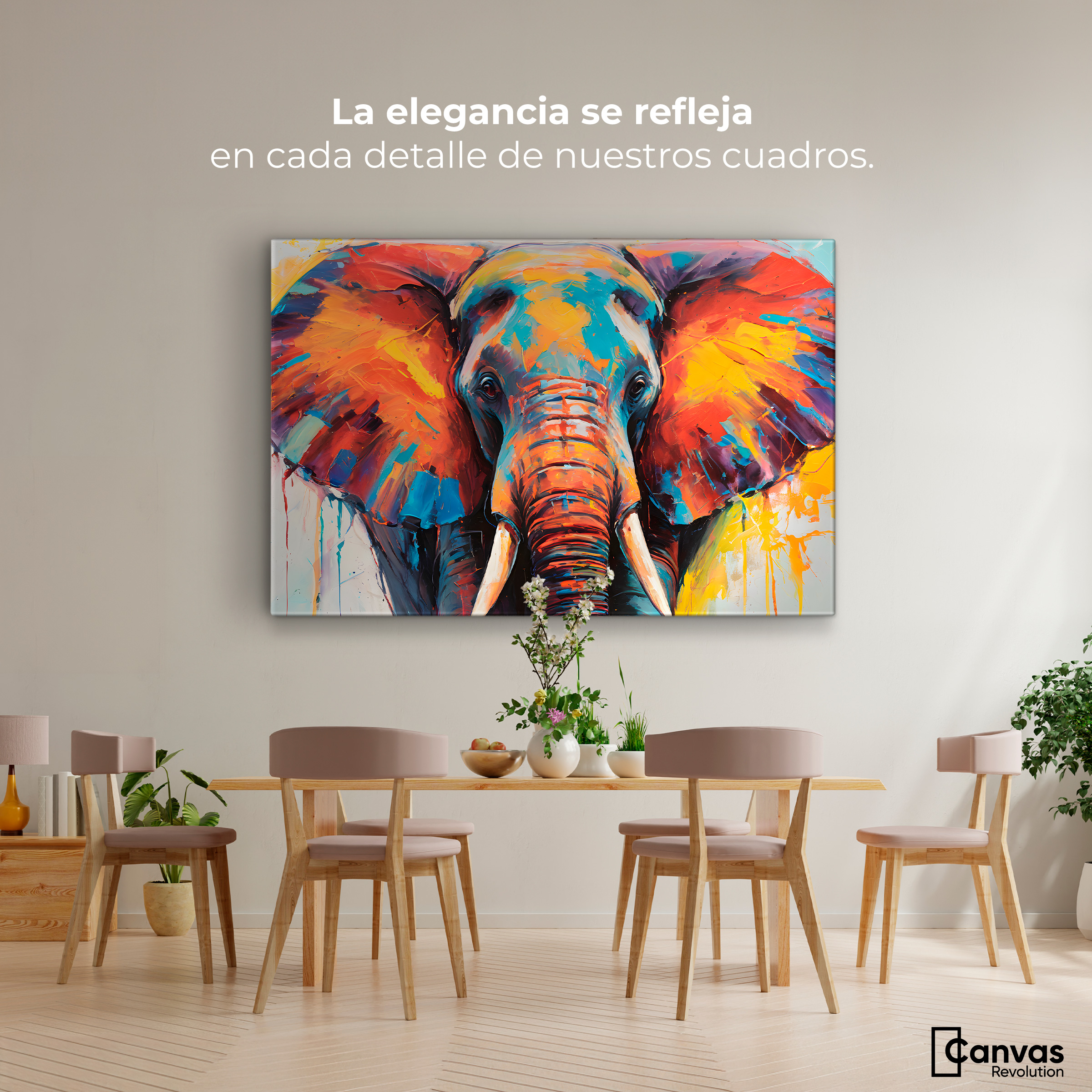 Foto 3 pulgar | Cuadro Decorativo Canvas Elefante Marfil 90x60