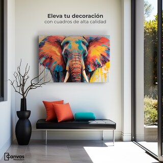 Foto 3 | Cuadro Decorativo Canvas Elefante Marfil 90x60
