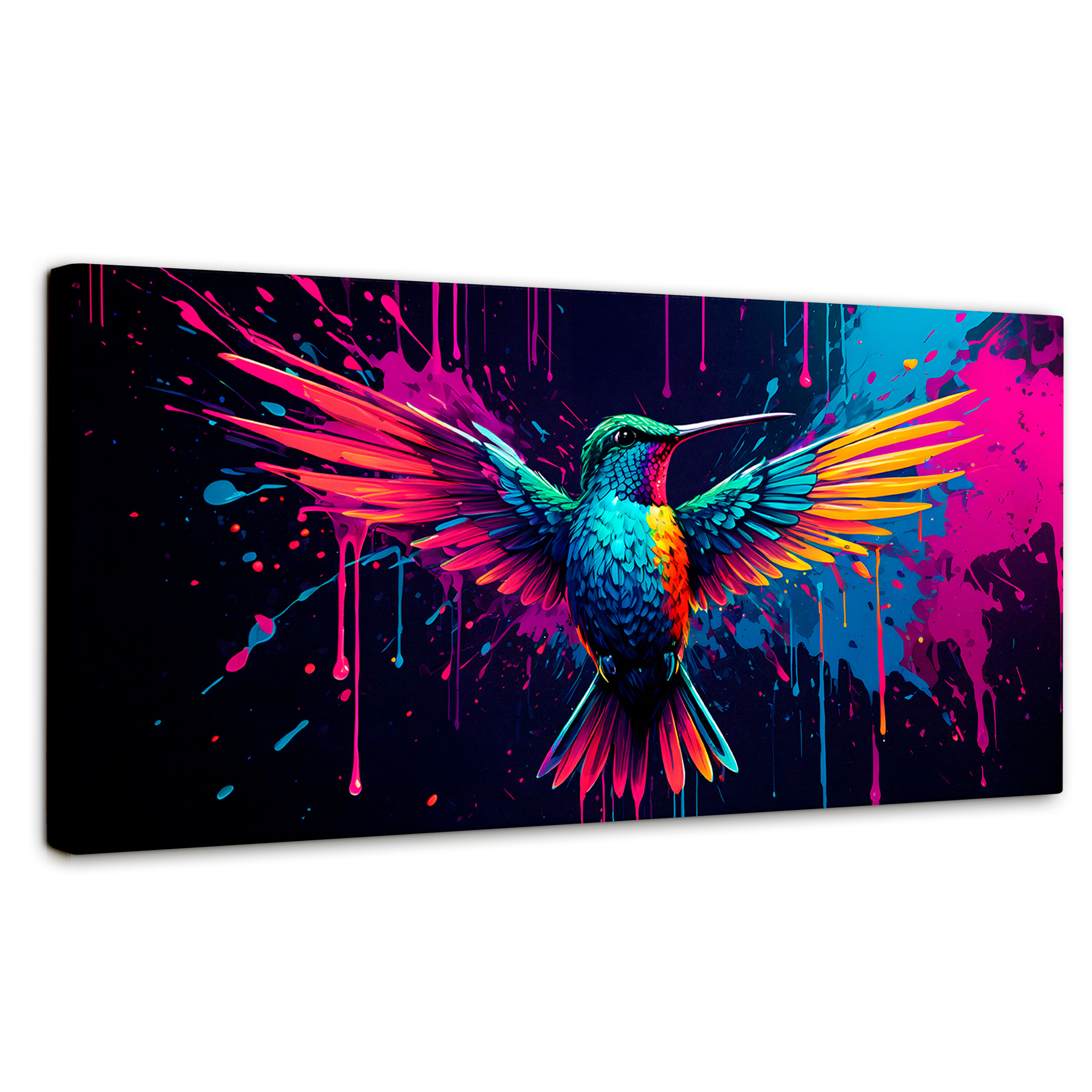 Cuadro Decorativo Canvas Colibrí Cromático 120x60