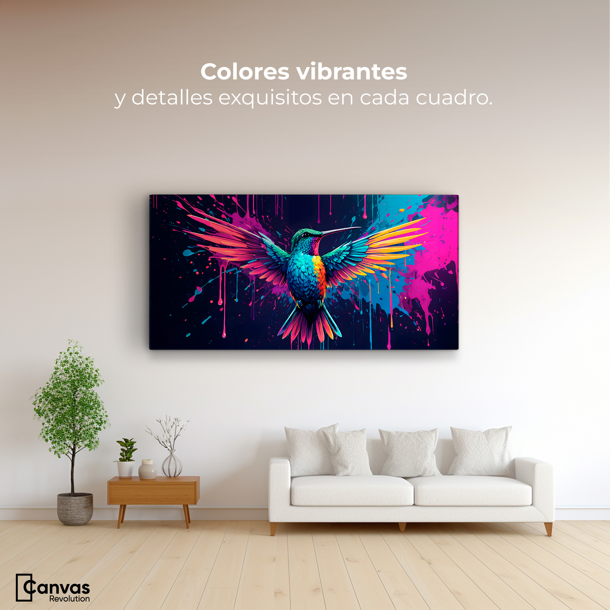 Foto 2 | Cuadro Decorativo Canvas Colibrí Cromático 120x60