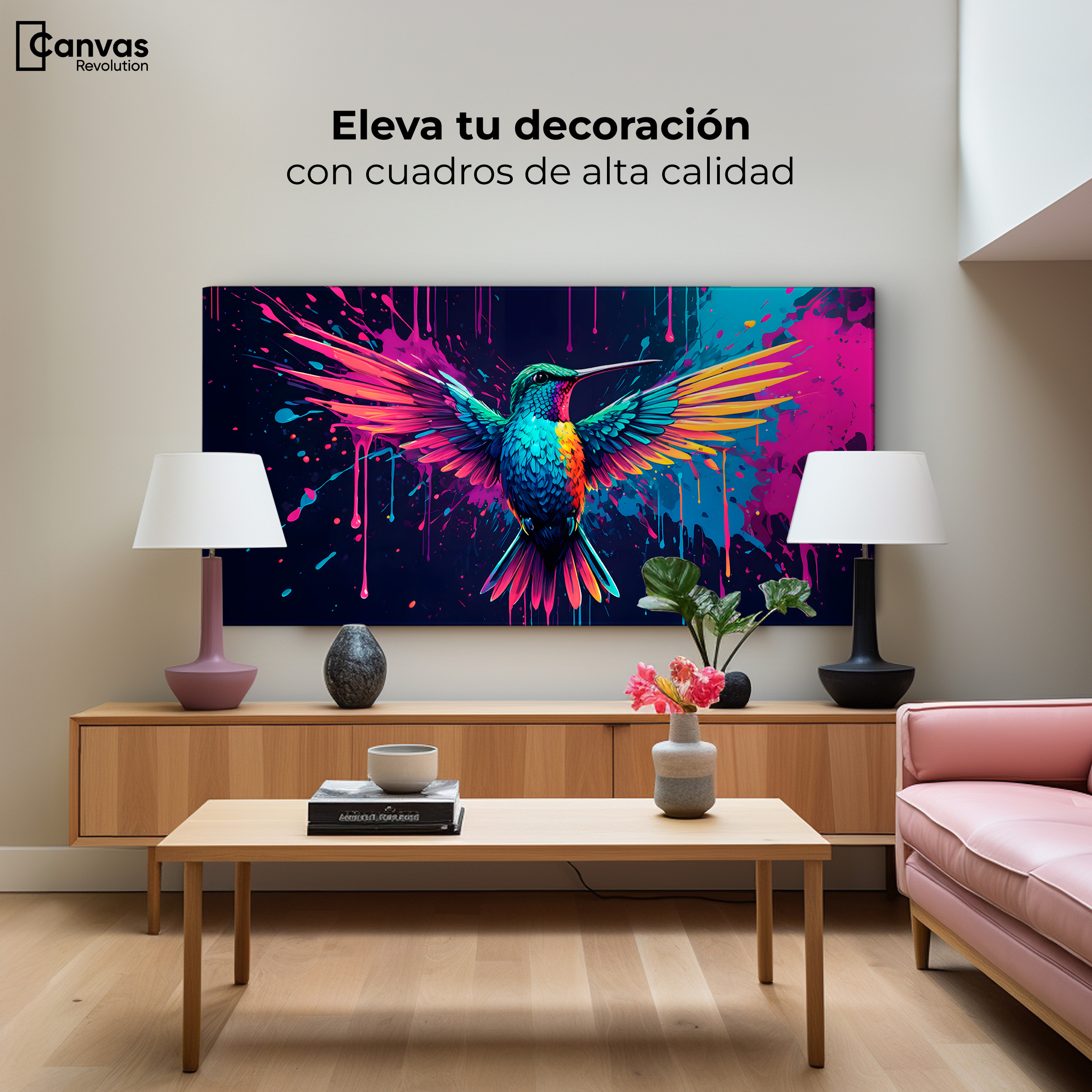 Foto 4 pulgar | Cuadro Decorativo Canvas Colibrí Cromático 120x60