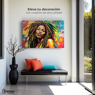 Foto 3 | Cuadro Decorativo Canvas Retrato Rasta Urban 90x60