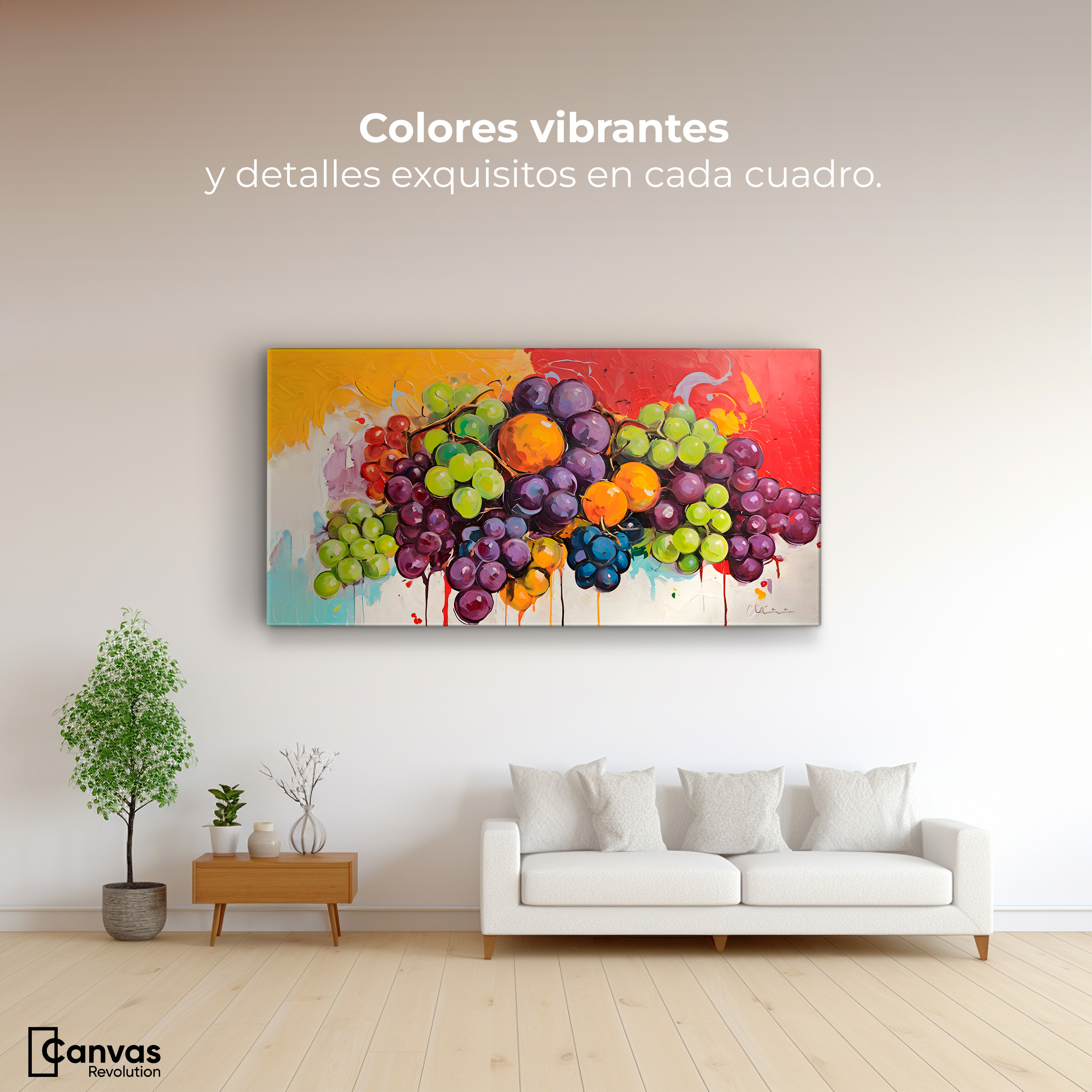 Foto 3 pulgar | Cuadro Decorativo Canvas Bodegón Con Uvas 140x70
