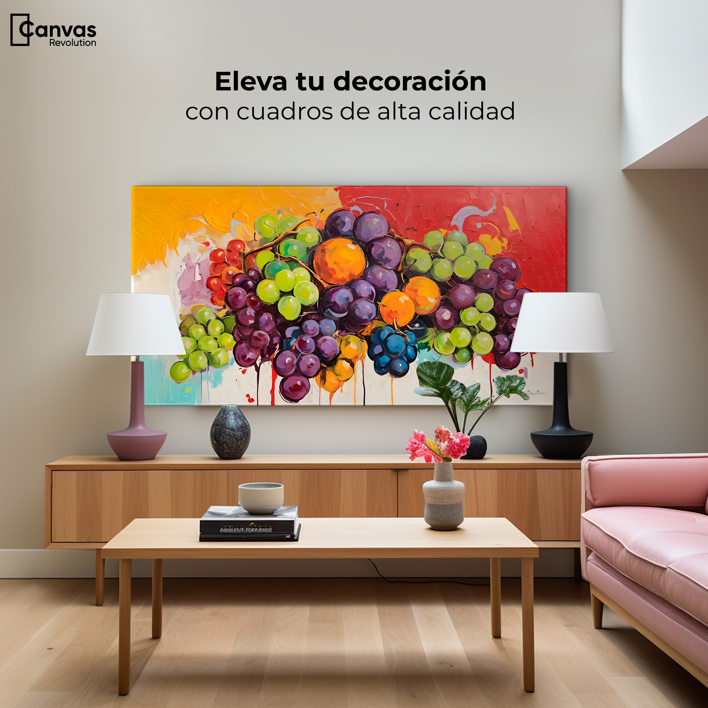 Foto 4 pulgar | Cuadro Decorativo Canvas Bodegón Con Uvas 140x70