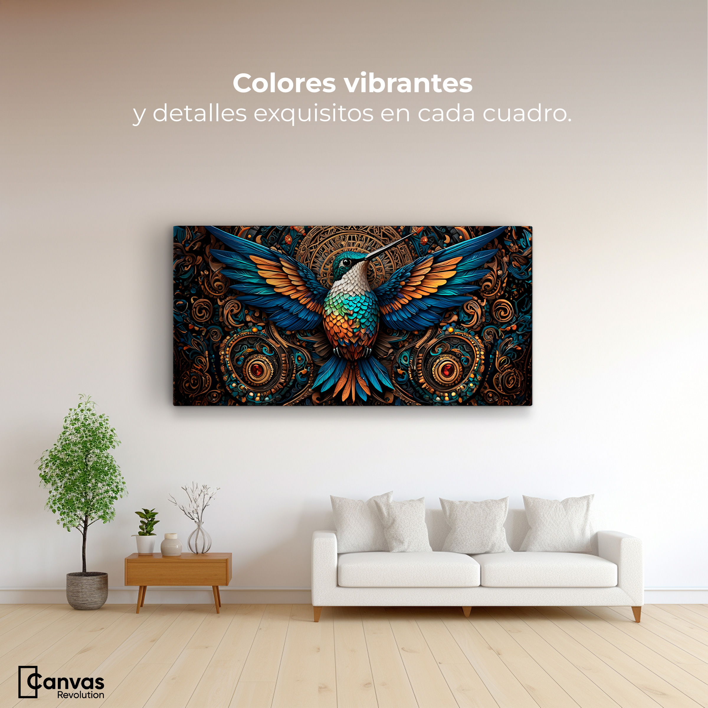 Foto 3 pulgar | Cuadro Decorativo Canvas Colibrí Mecánico 120x60