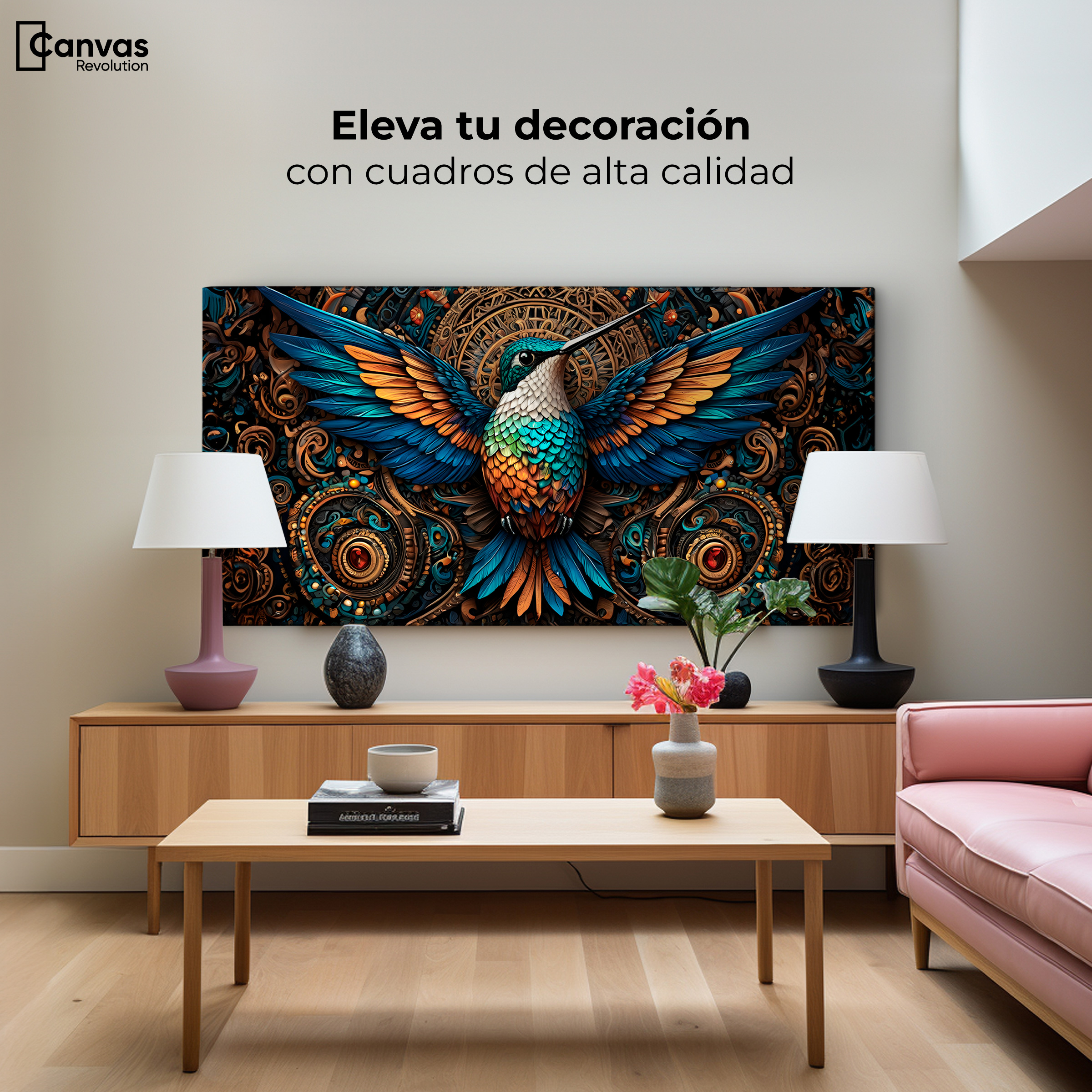 Foto 4 pulgar | Cuadro Decorativo Canvas Colibrí Mecánico 120x60