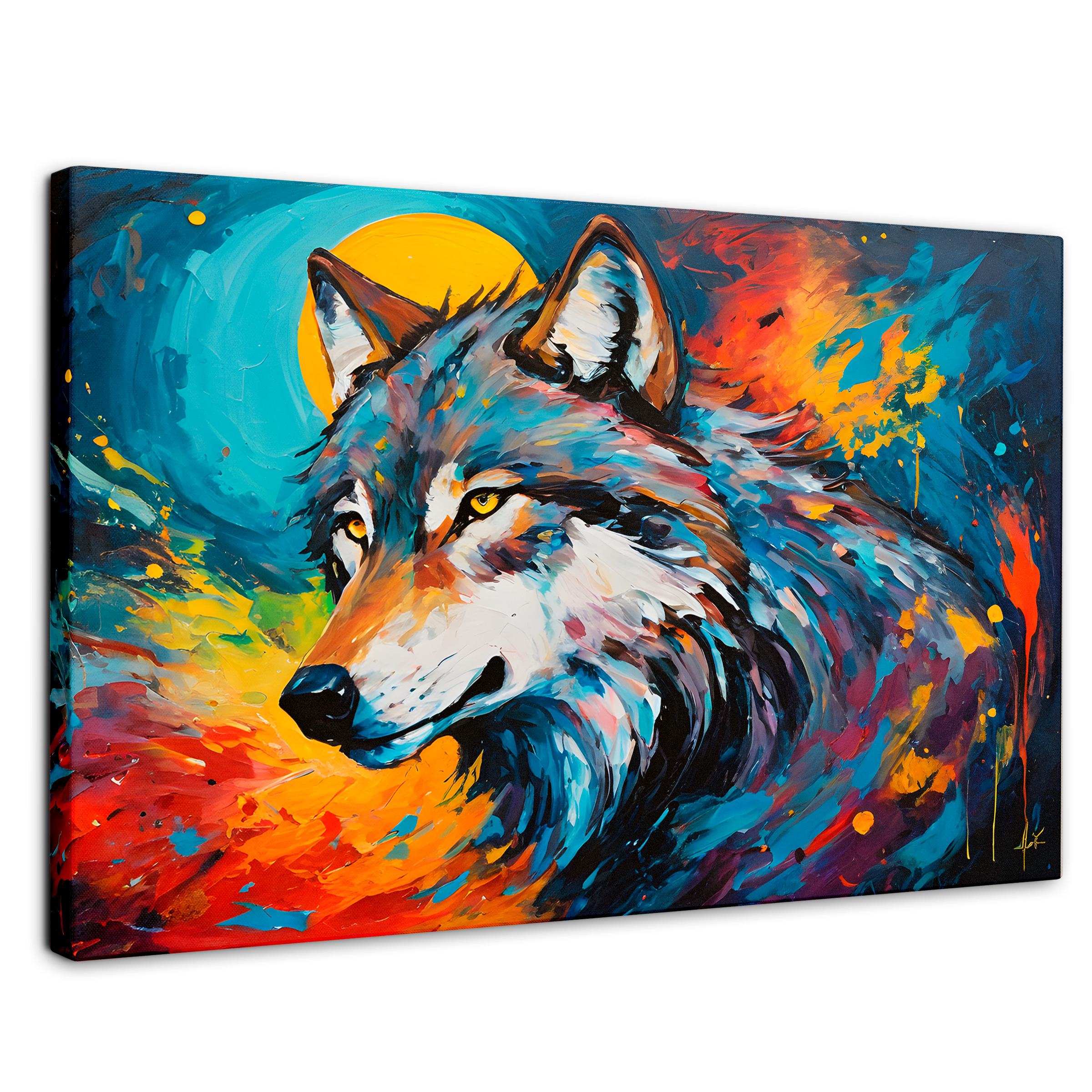 Cuadro Decorativo Canvas Lobo Splash Color 90x60