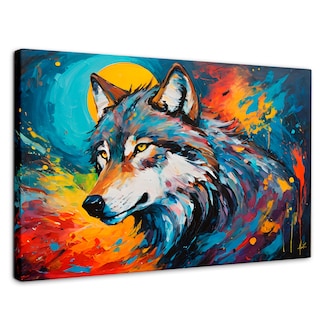 Foto 1 | Cuadro Decorativo Canvas Lobo Splash Color 90x60