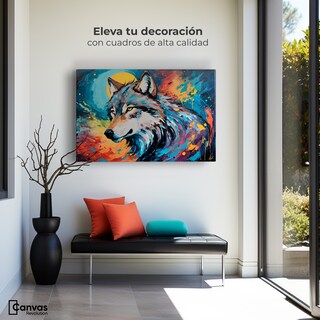 Foto 3 | Cuadro Decorativo Canvas Lobo Splash Color 90x60
