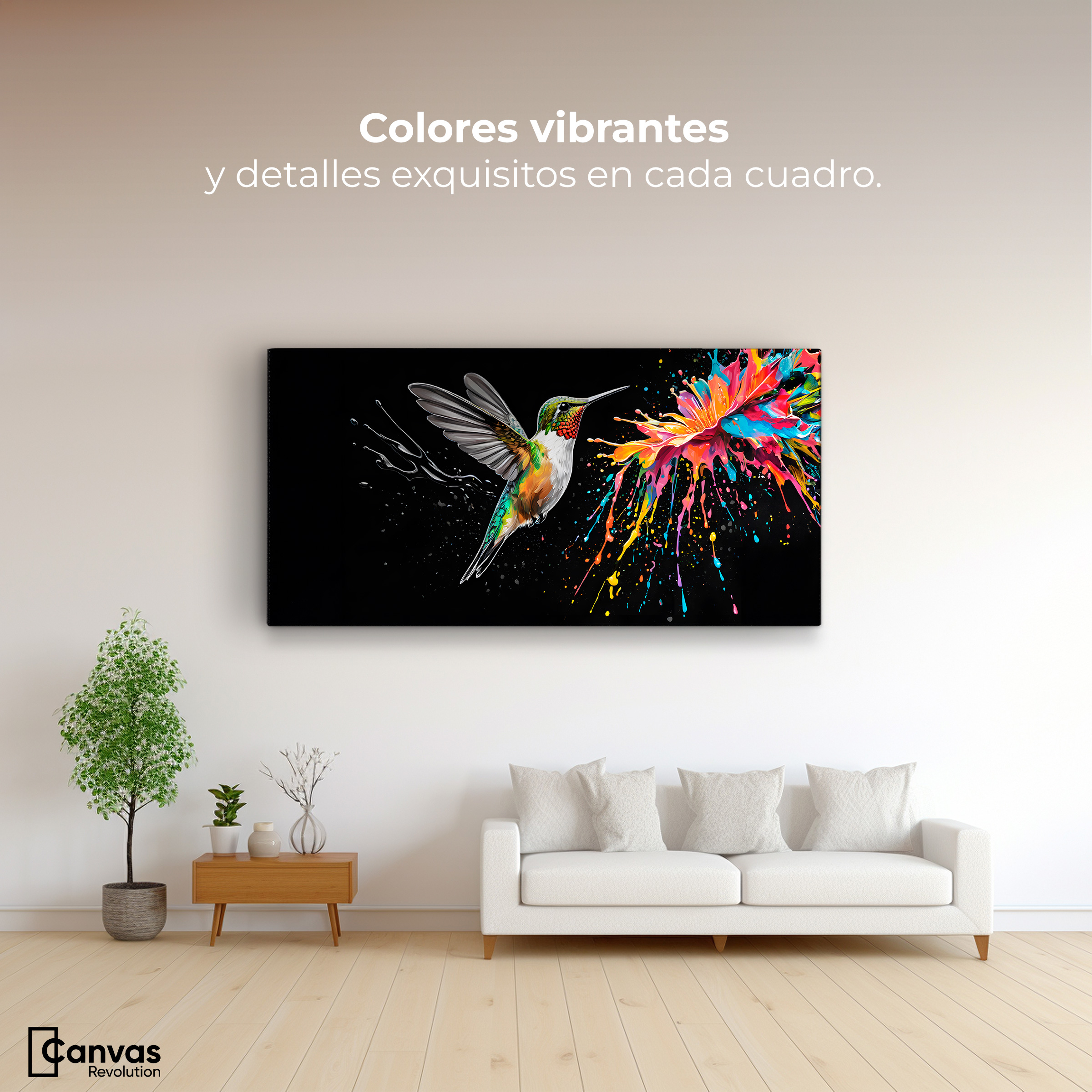 Foto 3 pulgar | Cuadro Decorativo Canvas Colibrí Luminoso 120x60