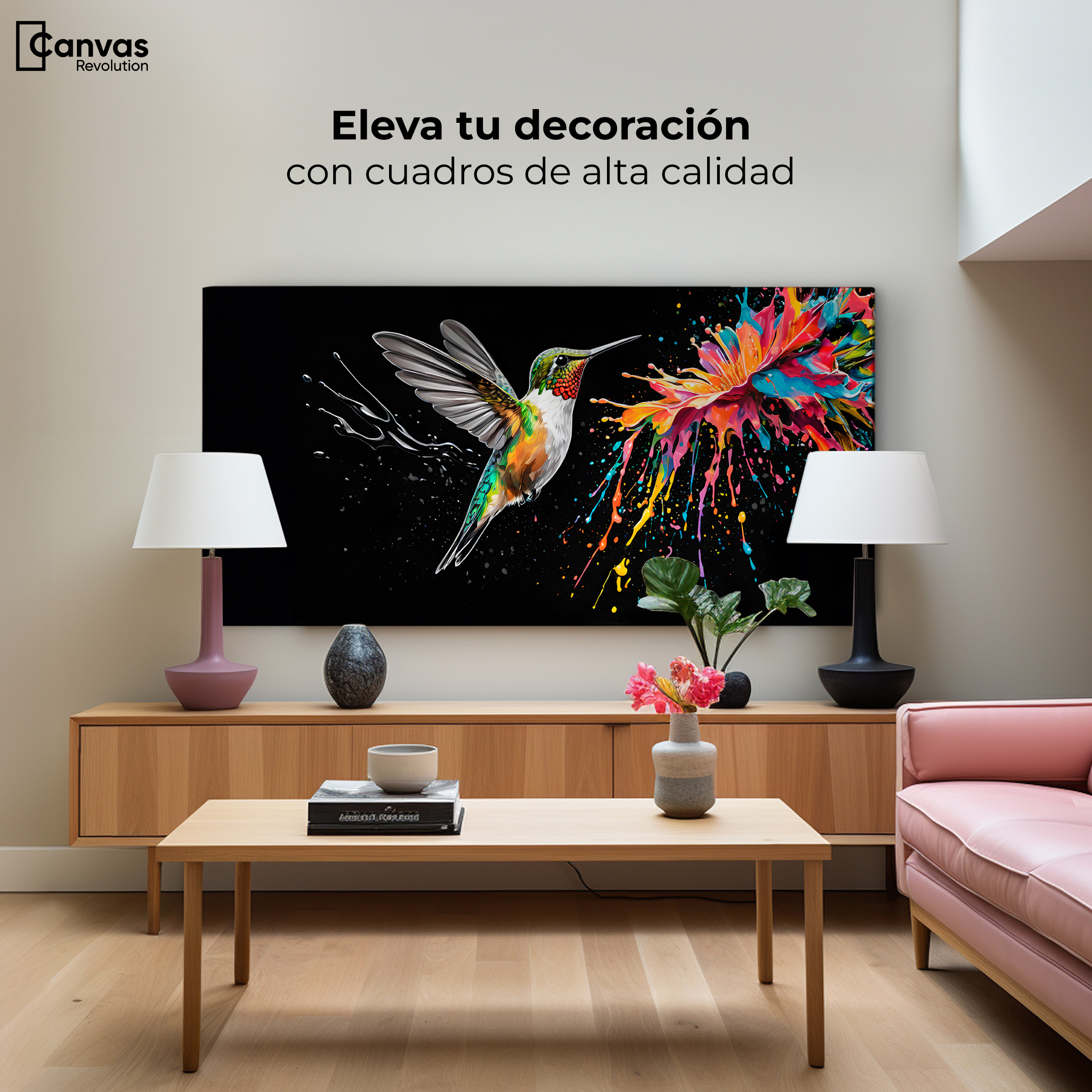 Foto 4 pulgar | Cuadro Decorativo Canvas Colibrí Luminoso 120x60
