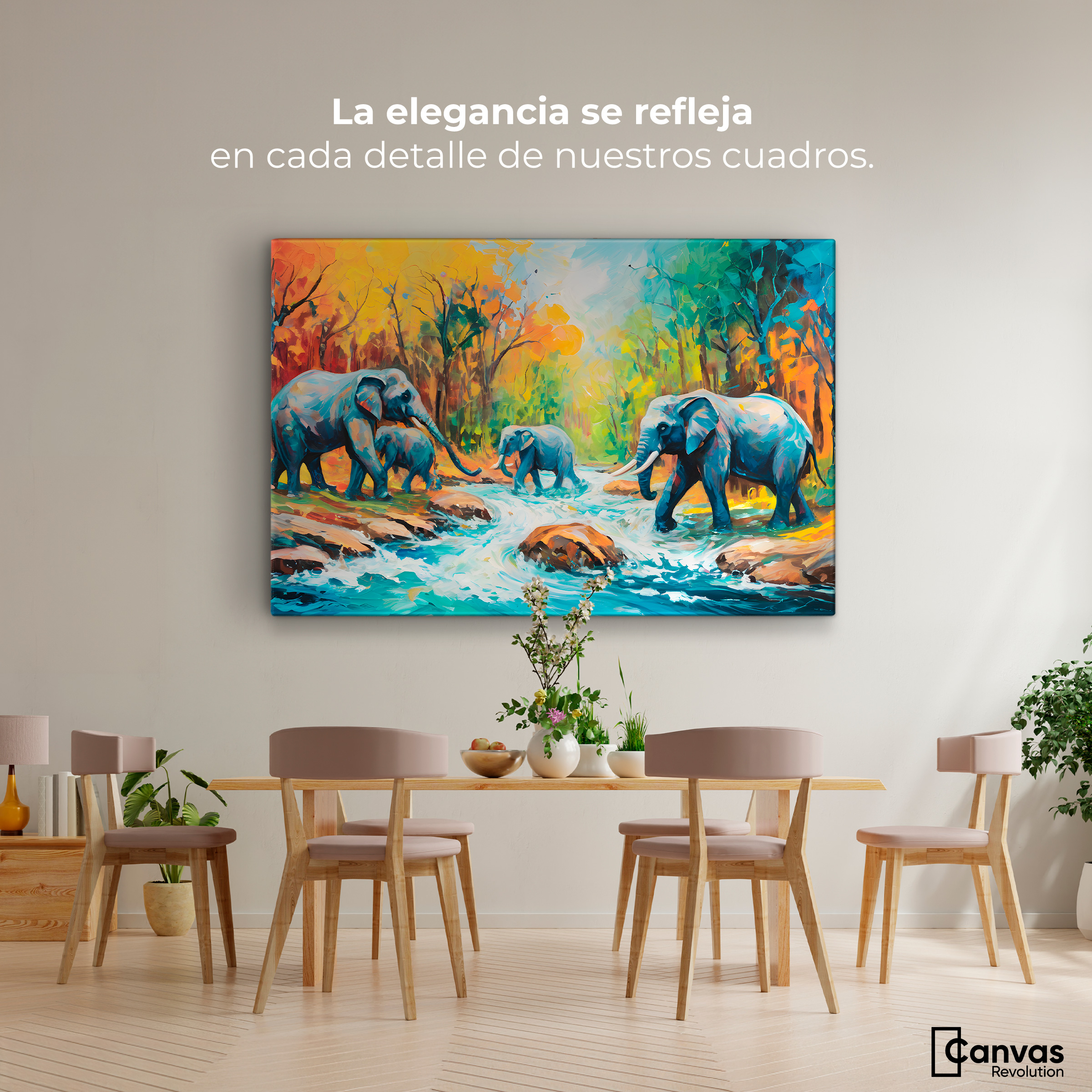 Foto 3 pulgar | Cuadro Decorativo Canvas Cruce Elefantes 90x60