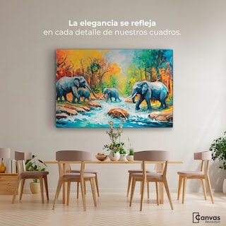 Foto 2 | Cuadro Decorativo Canvas Cruce Elefantes 90x60