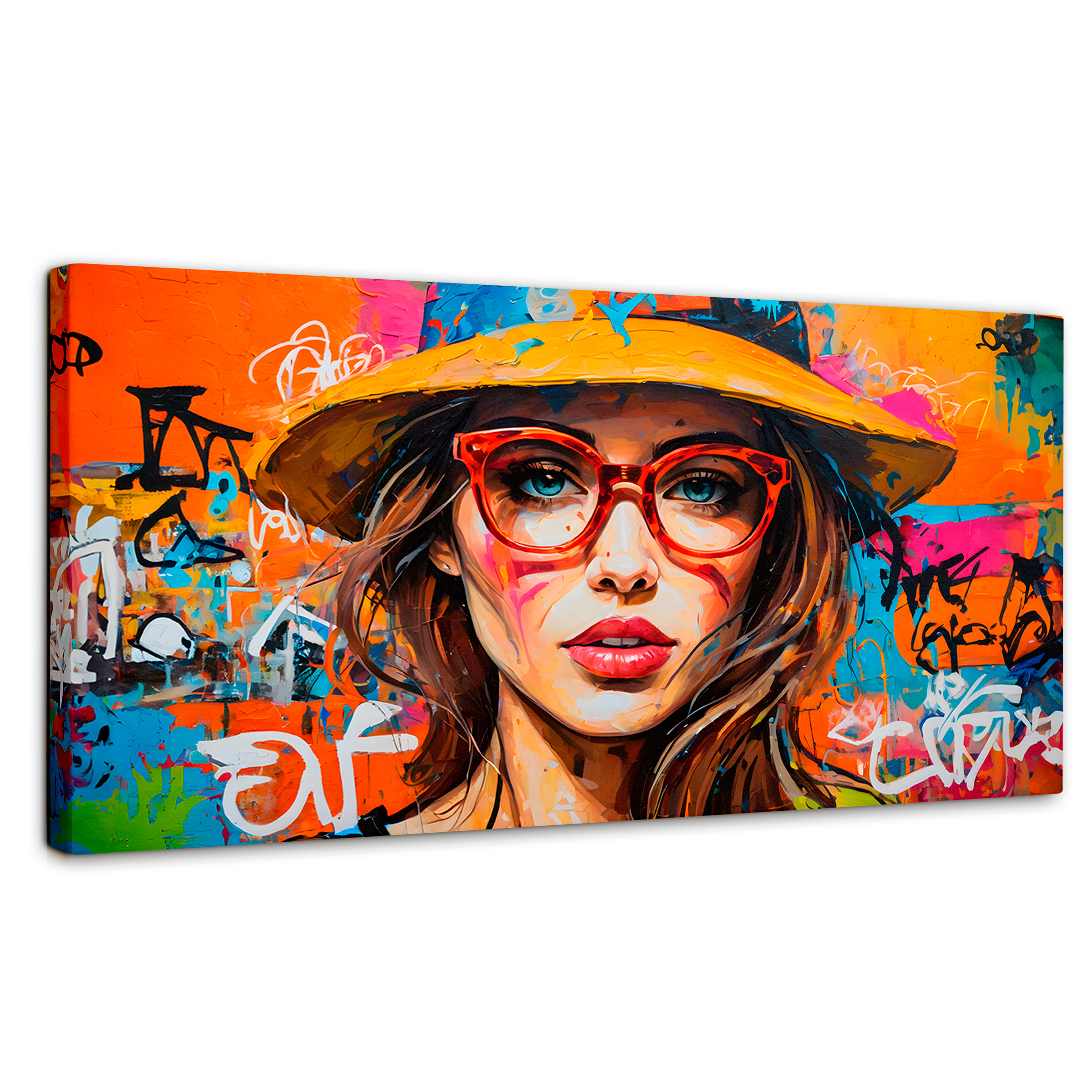 Cuadro Decorativo Canvas Mujer Con Gafas 140x70