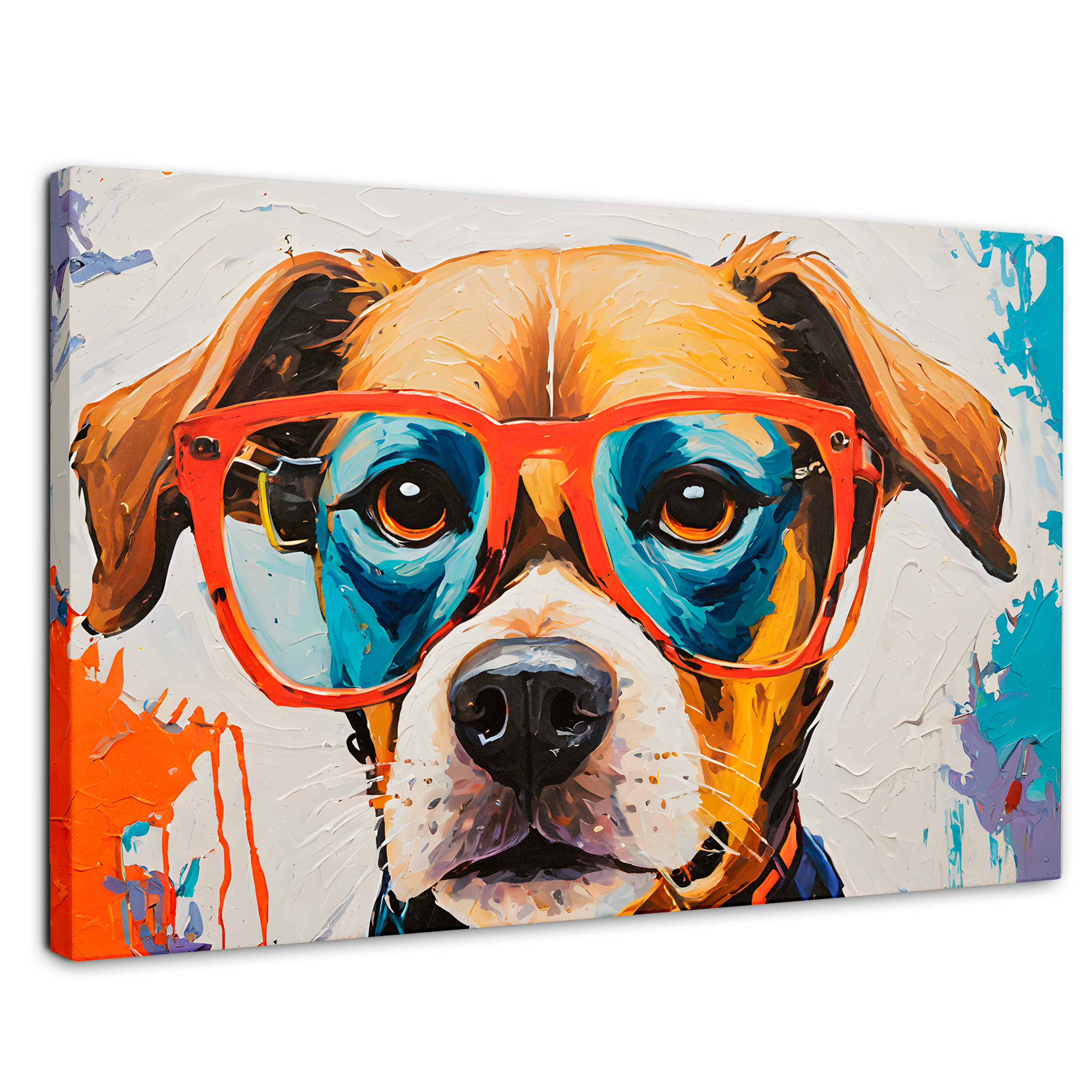 Cuadro Decorativo Canvas Perro Con Lentes 90x60