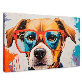 Foto 1 | Cuadro Decorativo Canvas Perro Con Lentes 90x60