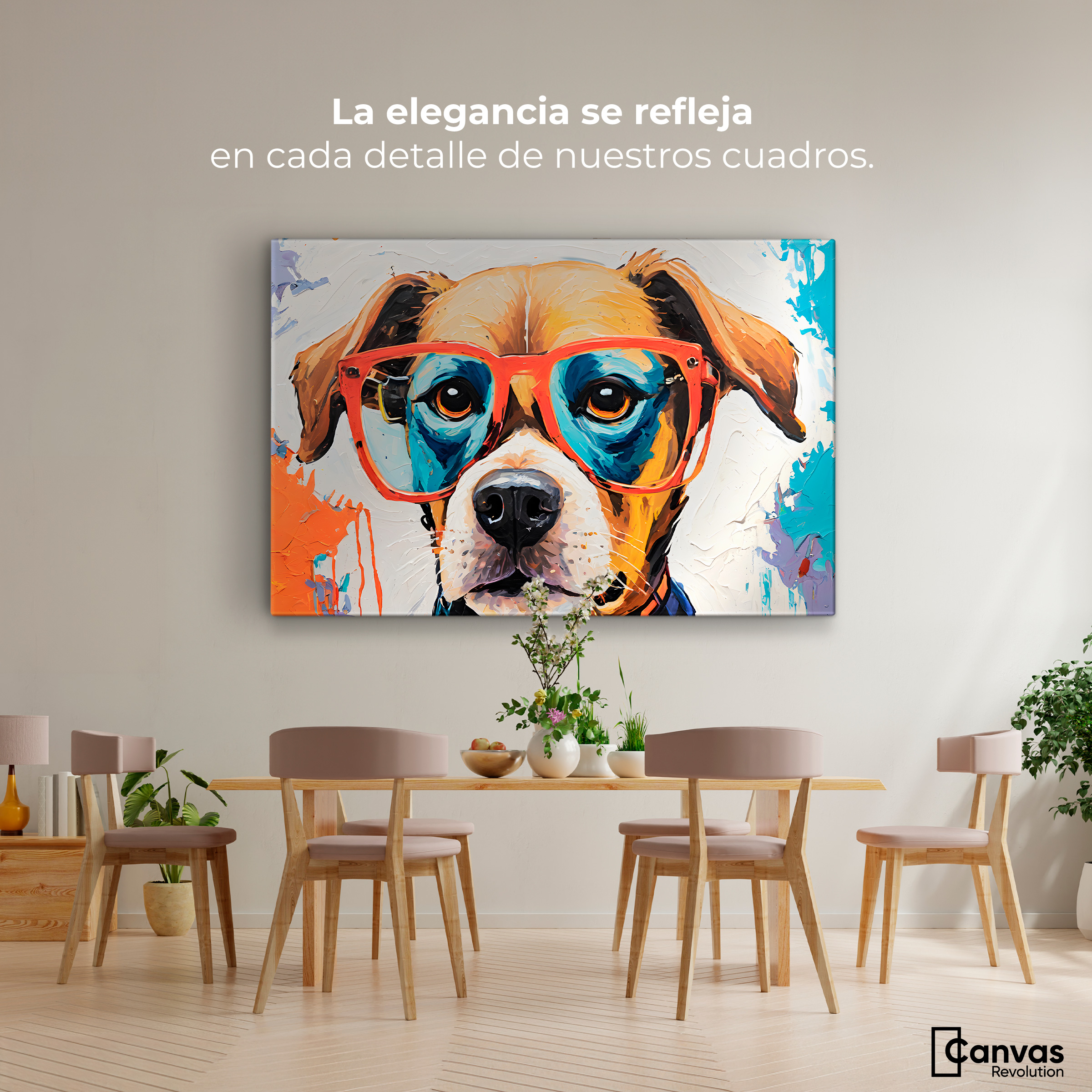 Foto 3 pulgar | Cuadro Decorativo Canvas Perro Con Lentes 90x60