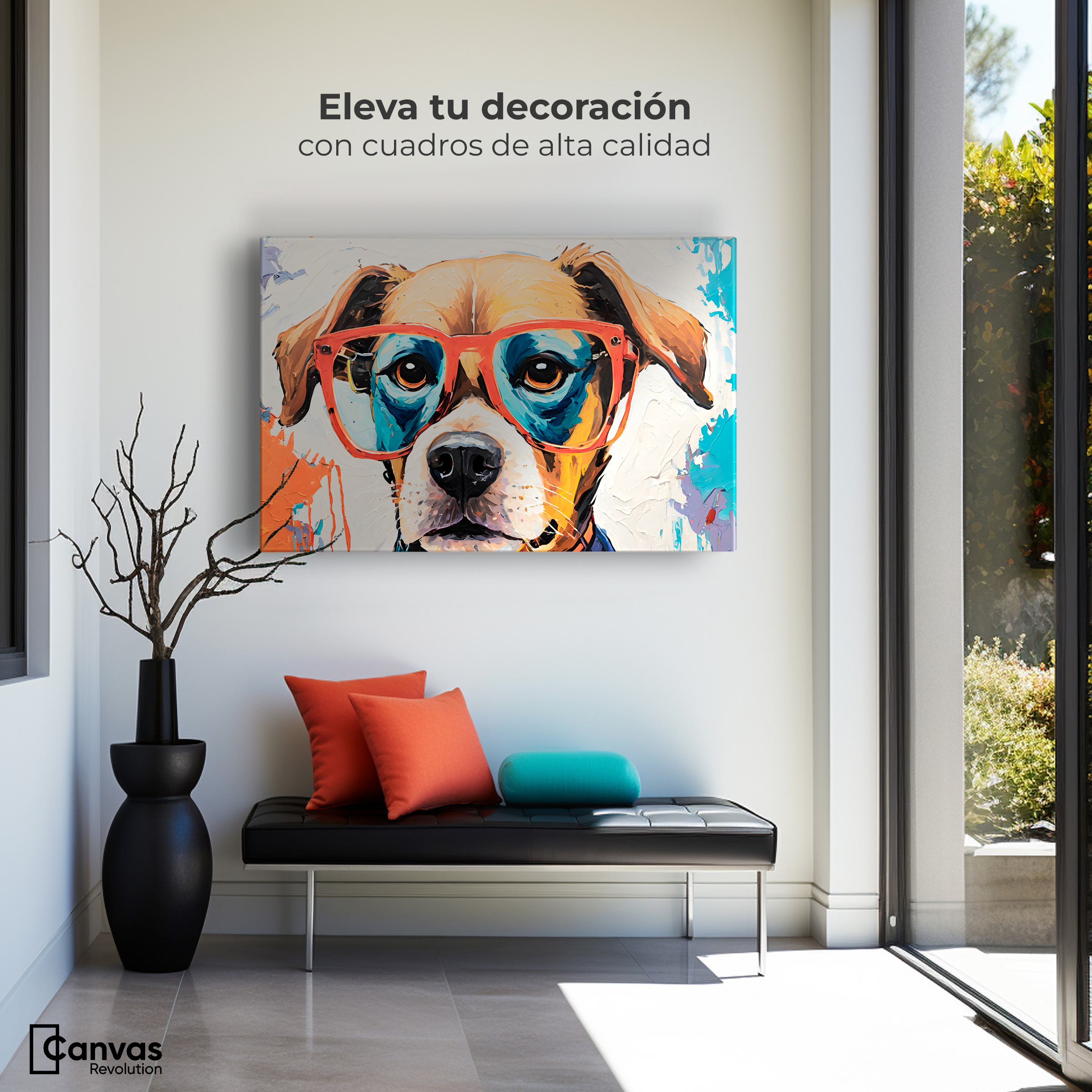 Foto 4 pulgar | Cuadro Decorativo Canvas Perro Con Lentes 90x60