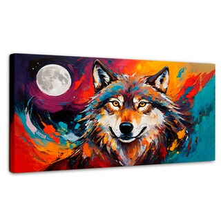 Foto 1 | Cuadro Decorativo Canvas Lobo Luna Llena 140x70