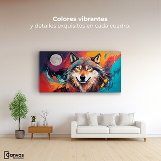 Foto 2 | Cuadro Decorativo Canvas Lobo Luna Llena 140x70