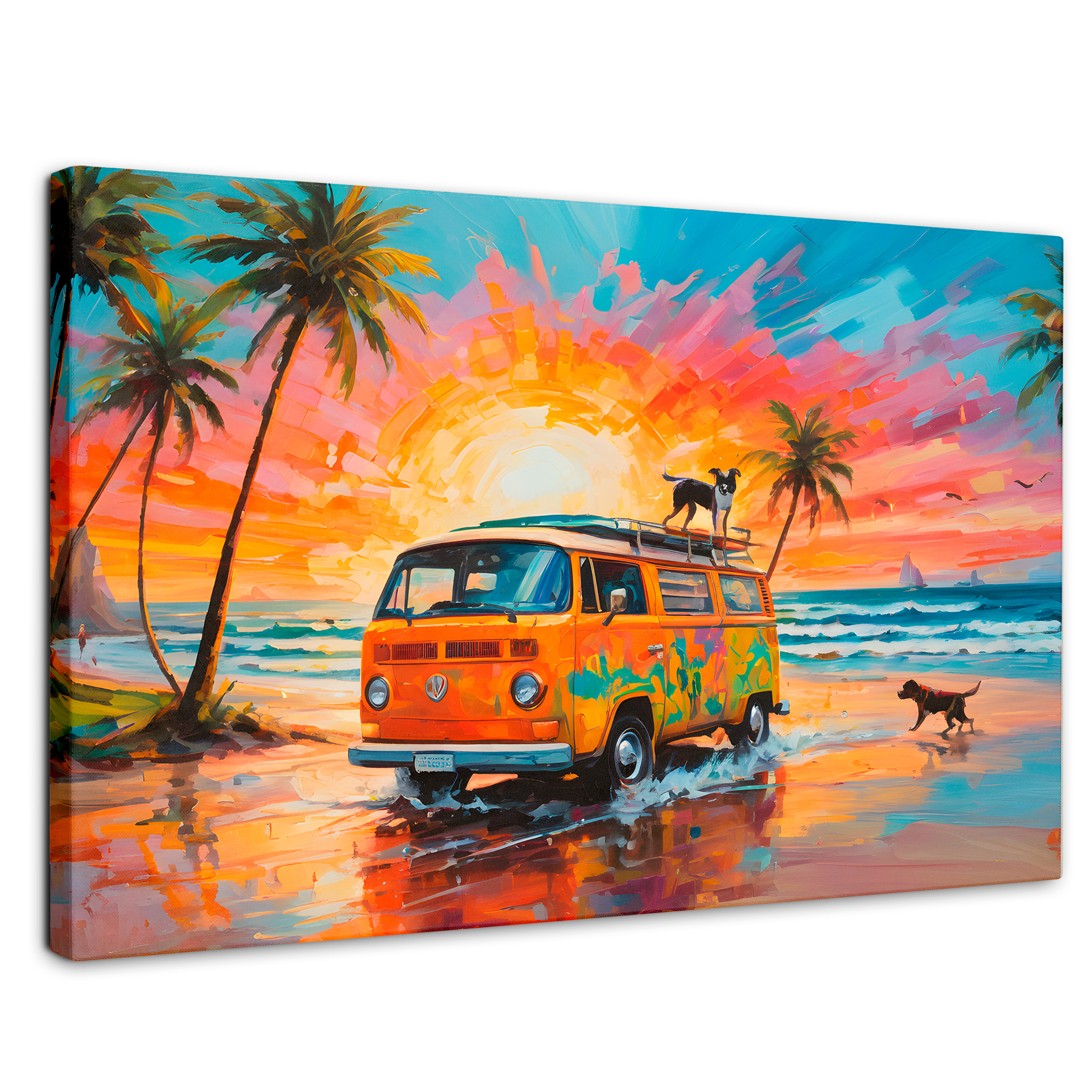 Cuadro Decorativo Canvas Perros Playeros 90x60