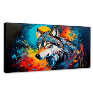 Foto 1 | Cuadro Decorativo Canvas Lobo Splash Color 140x70