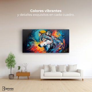 Foto 2 | Cuadro Decorativo Canvas Lobo Splash Color 140x70
