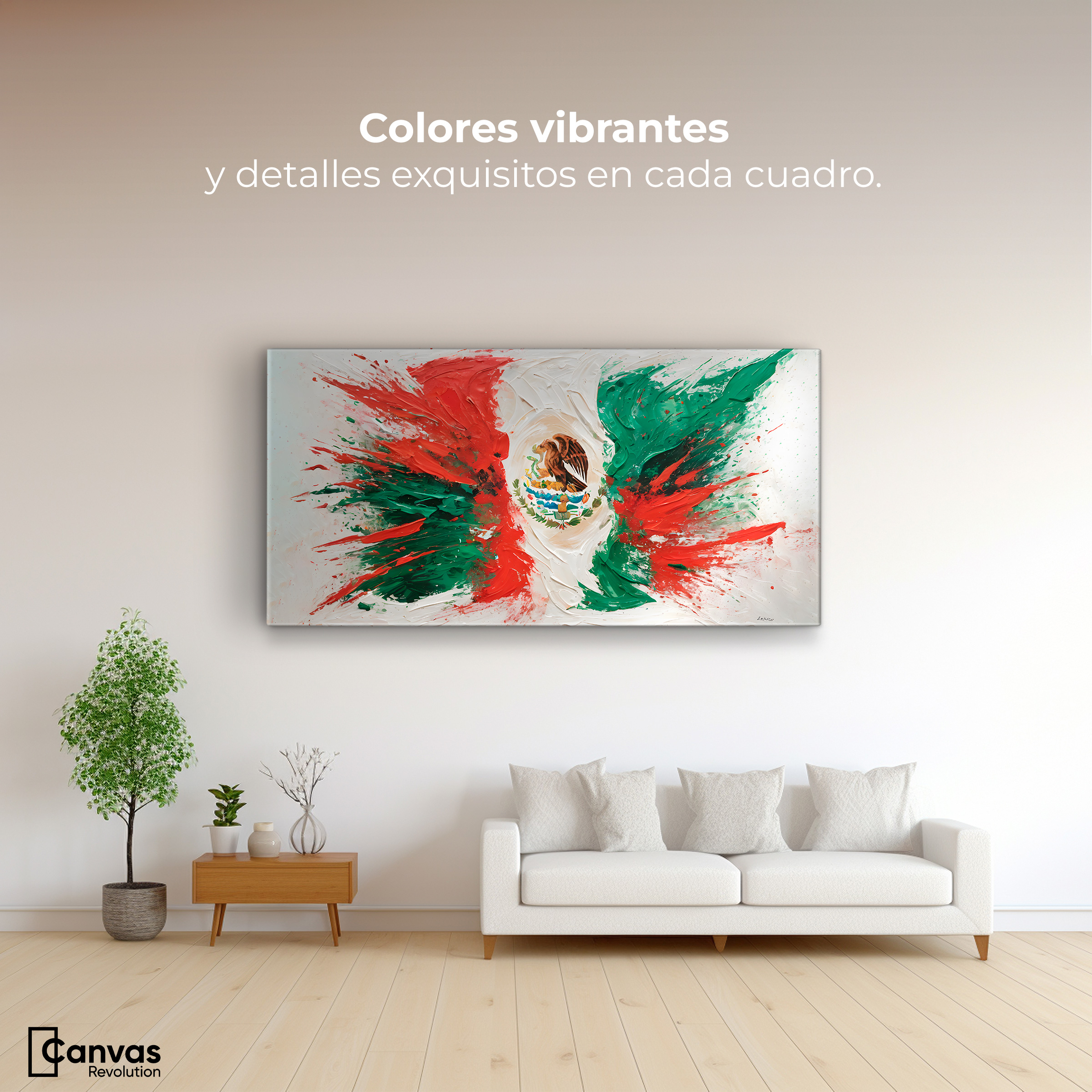 Foto 3 pulgar | Cuadro Decorativo Canvas México Bandera 140x70