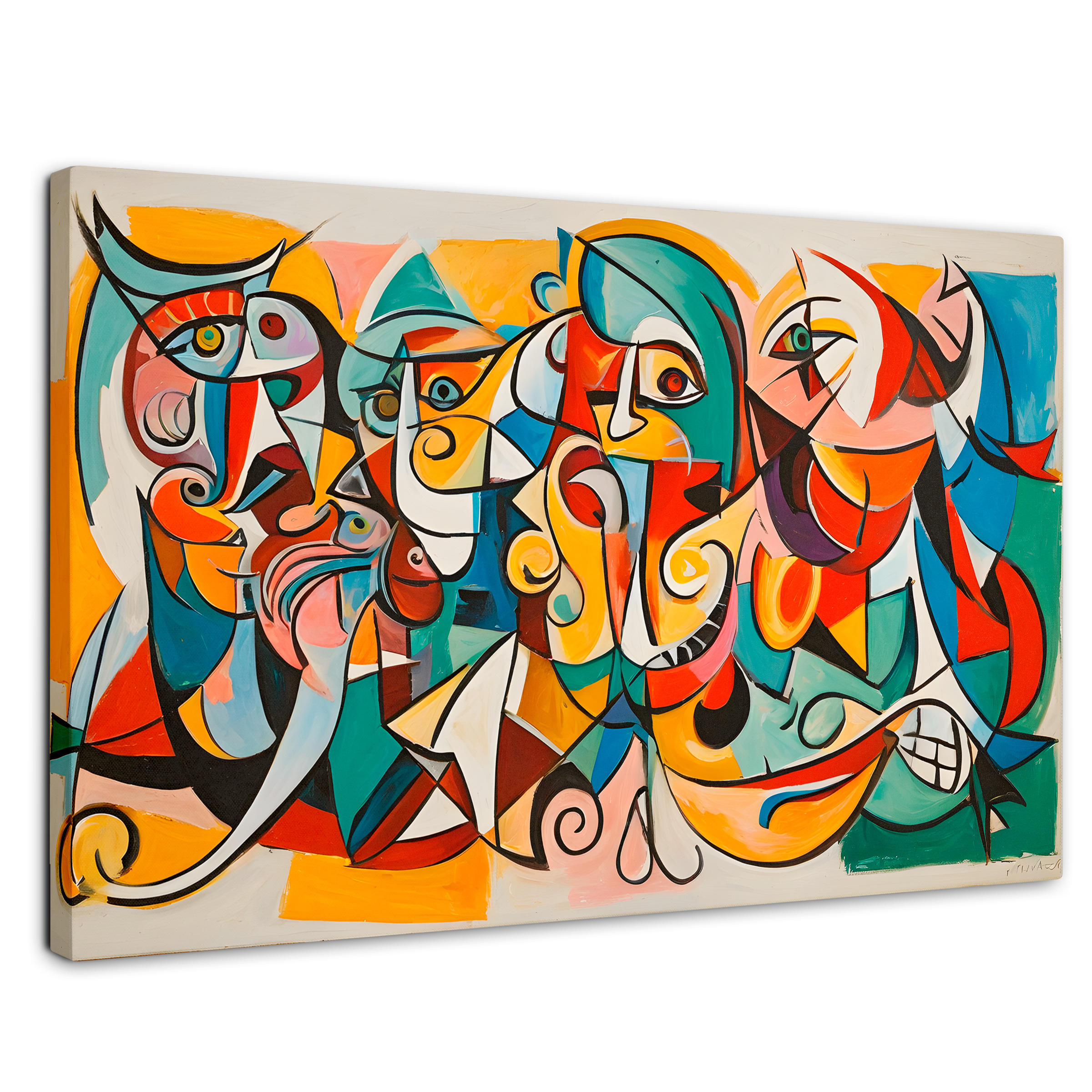 Cuadro Decorativo Canvas Colorido Cubismo 90x60