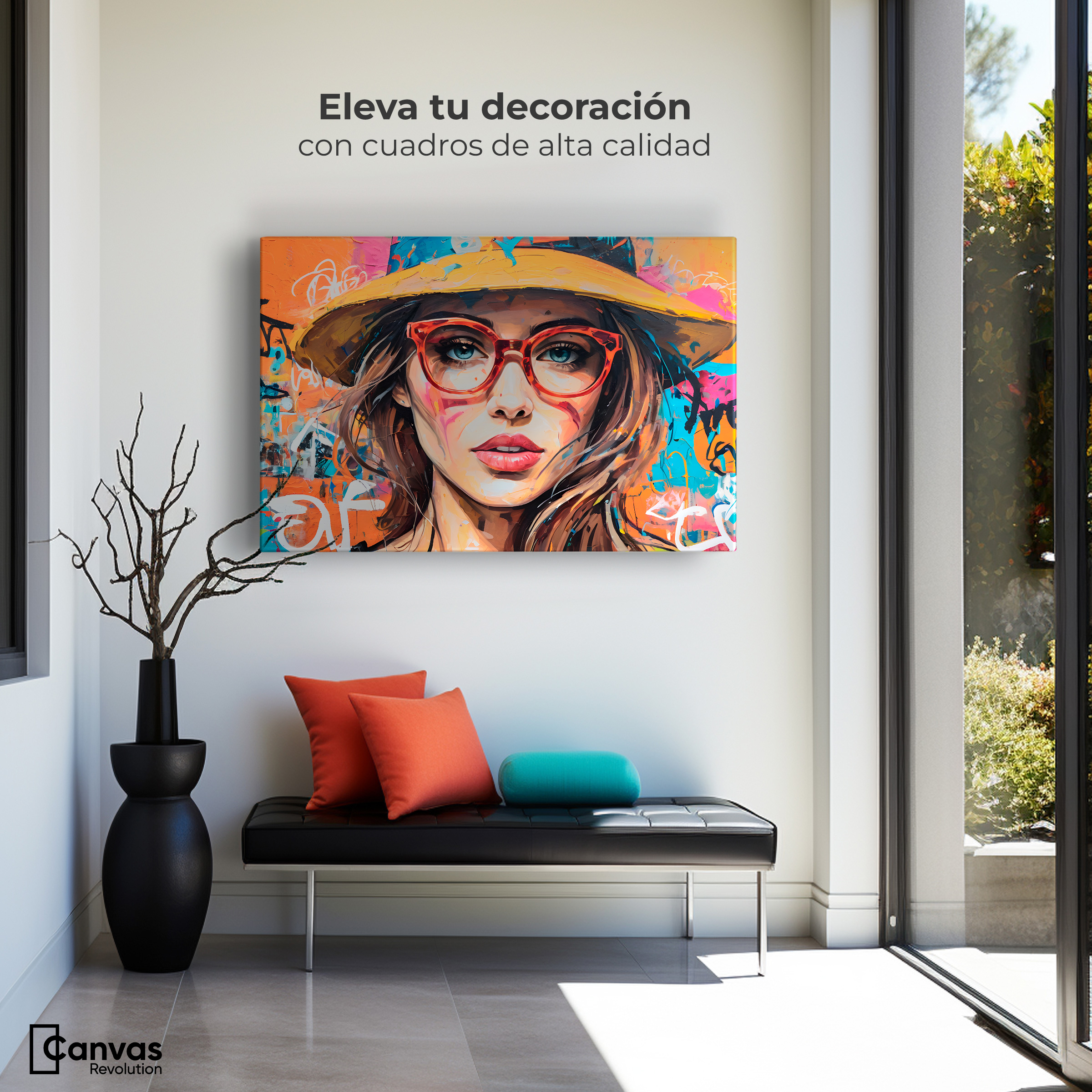 Foto 4 pulgar | Cuadro Decorativo Canvas Mujer Con Gafas 90x60