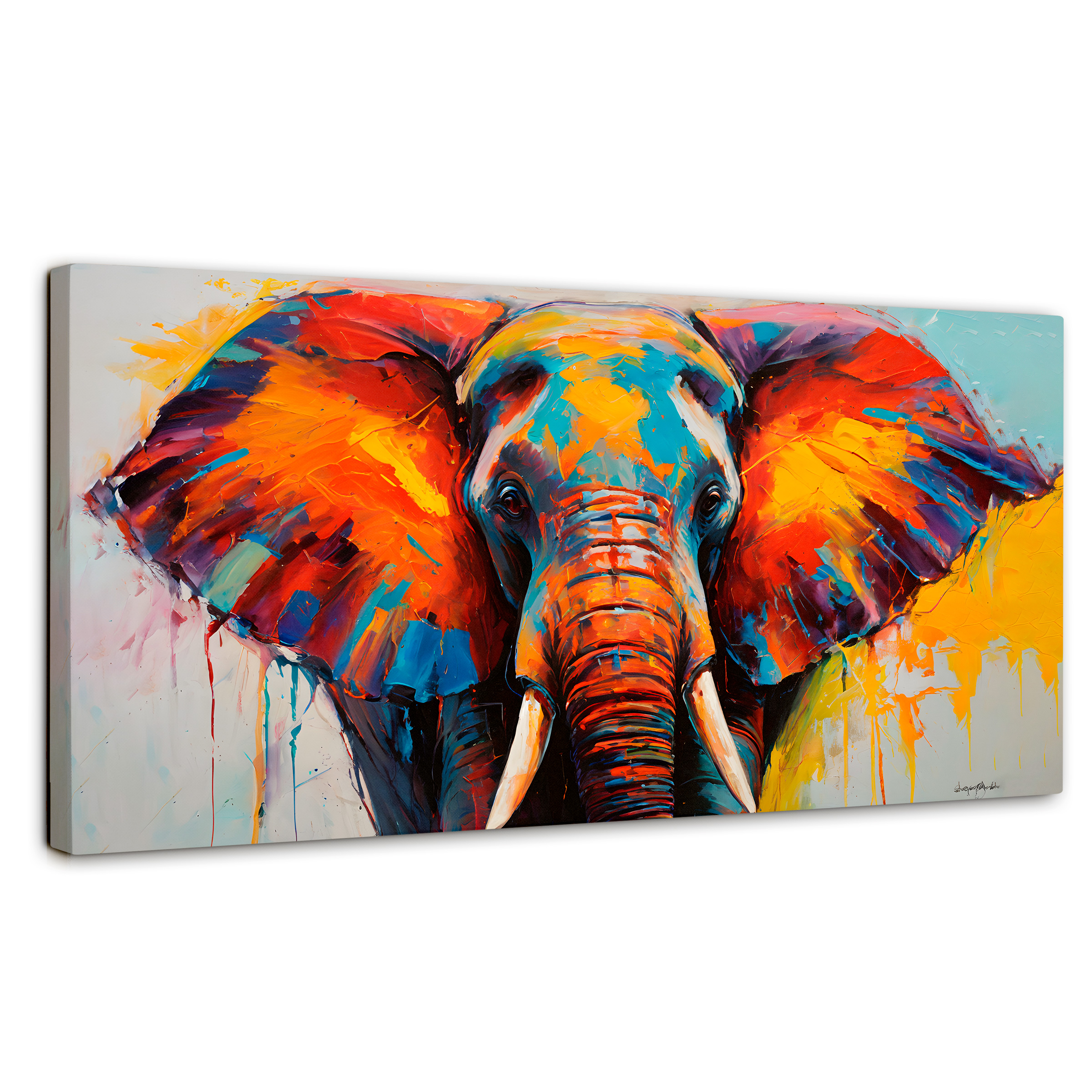 Foto 2 pulgar | Cuadro Decorativo Canvas Elefante Marfil 140x70