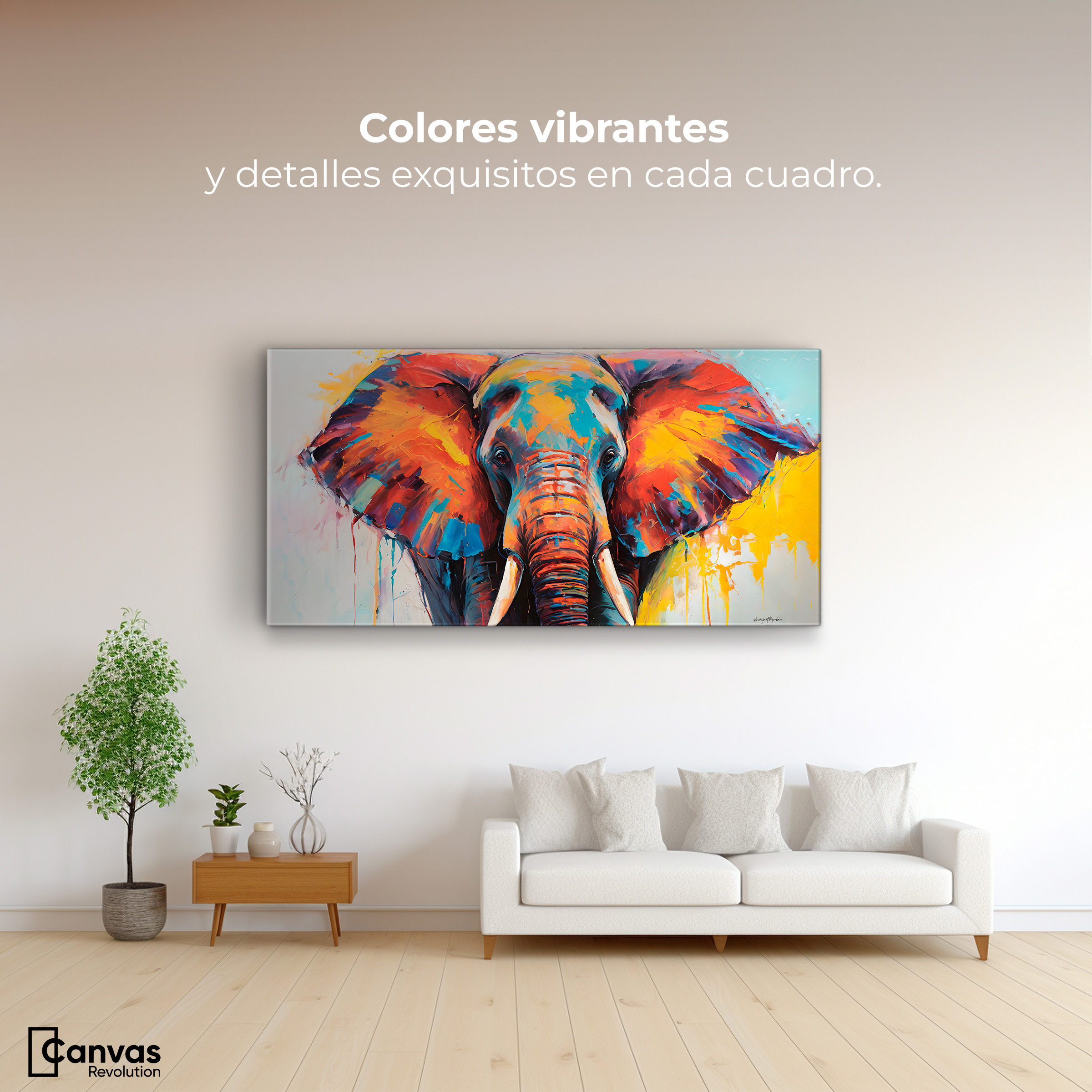 Foto 3 pulgar | Cuadro Decorativo Canvas Elefante Marfil 140x70