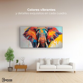 Foto 2 | Cuadro Decorativo Canvas Elefante Marfil 140x70