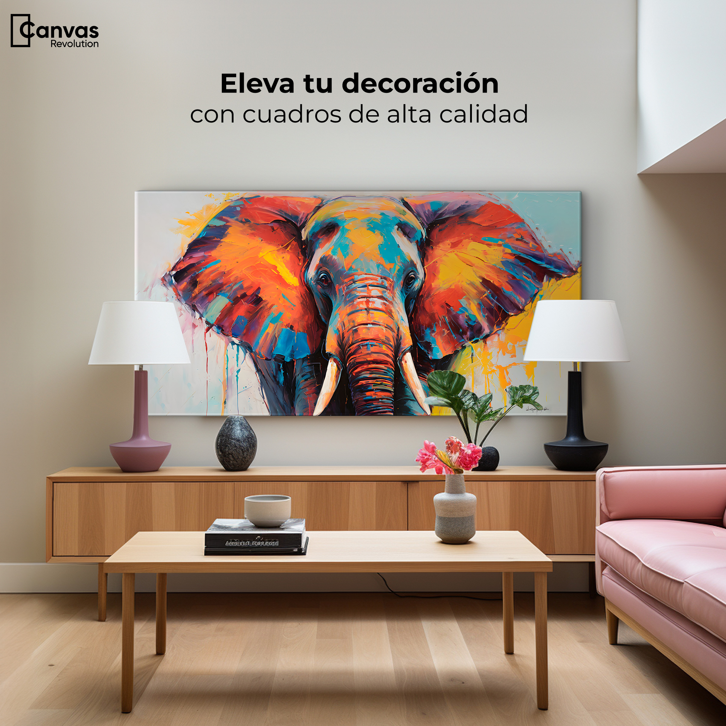 Foto 4 pulgar | Cuadro Decorativo Canvas Elefante Marfil 140x70