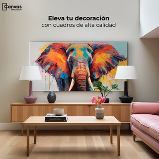 Foto 3 | Cuadro Decorativo Canvas Elefante Marfil 140x70