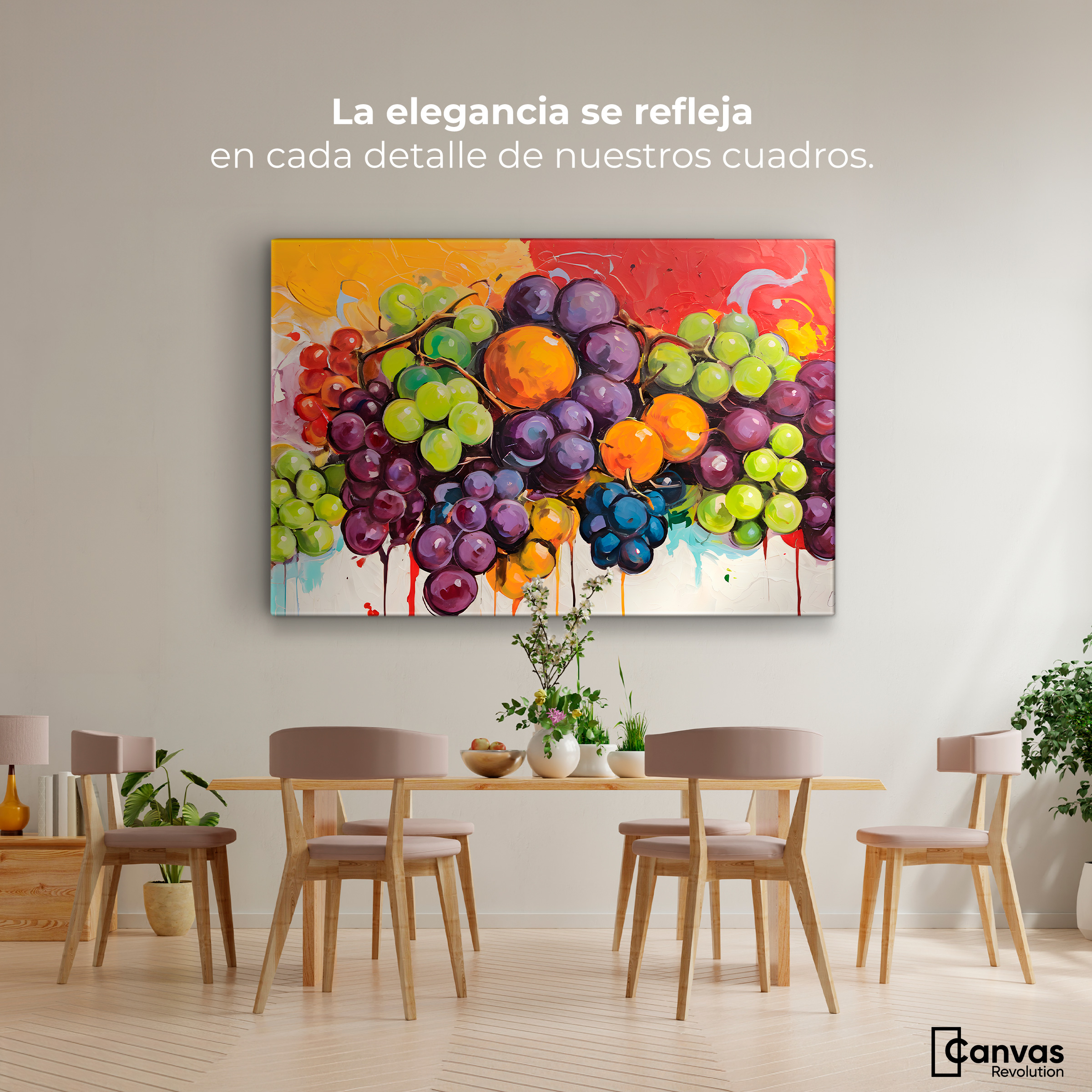 Foto 3 pulgar | Cuadro Decorativo Canvas Bodegón Con Uvas 90x60