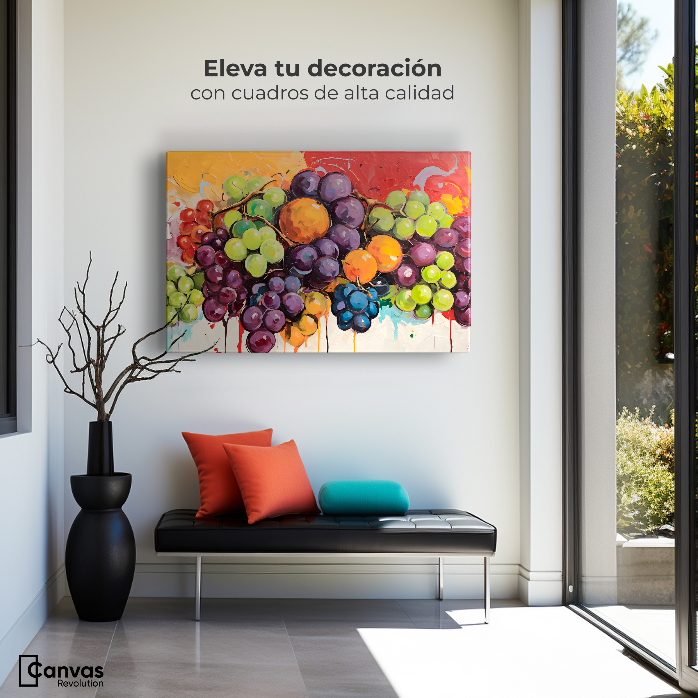 Foto 4 pulgar | Cuadro Decorativo Canvas Bodegón Con Uvas 90x60