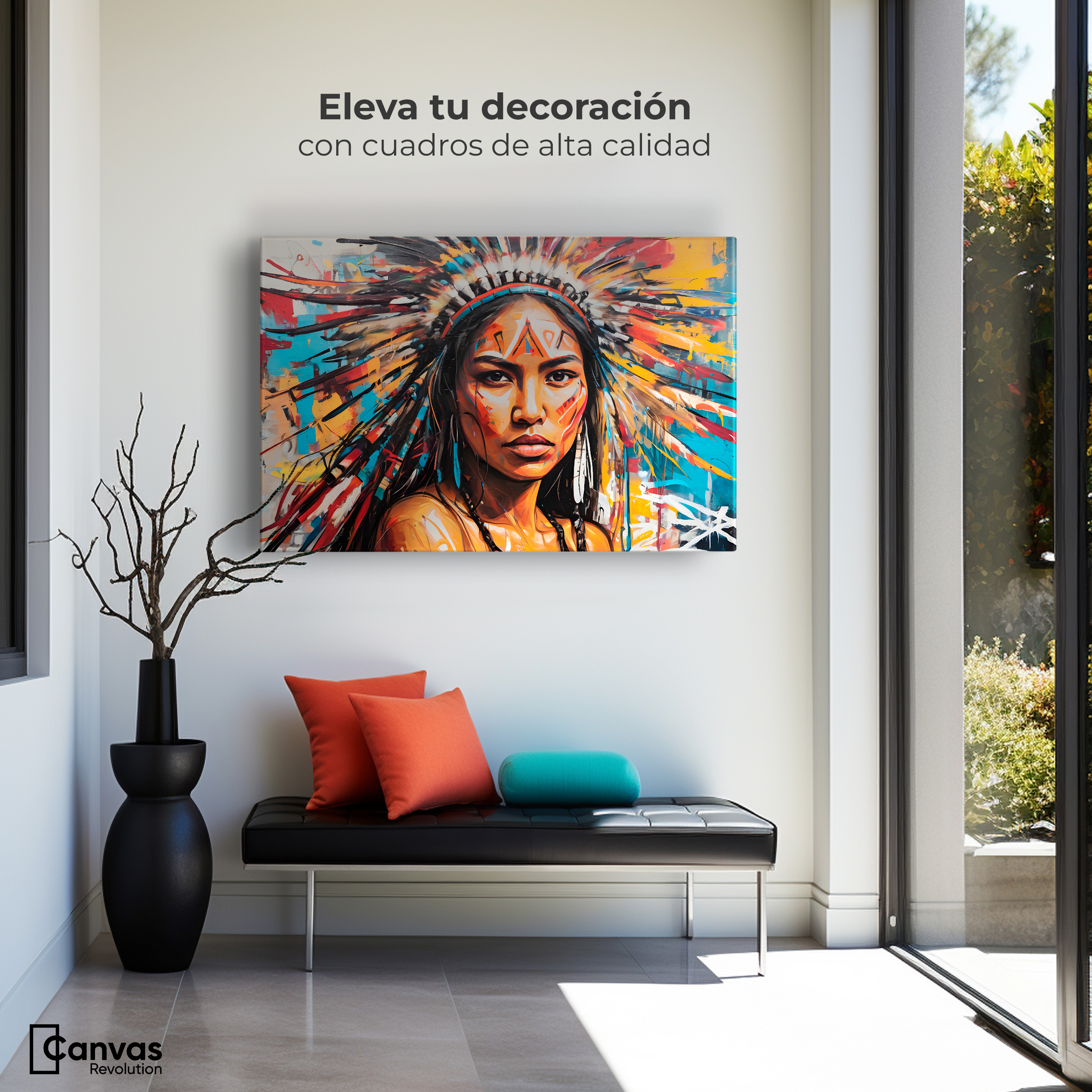 Foto 4 pulgar | Cuadro Decorativo Canvas Nativo Colorido 90x60